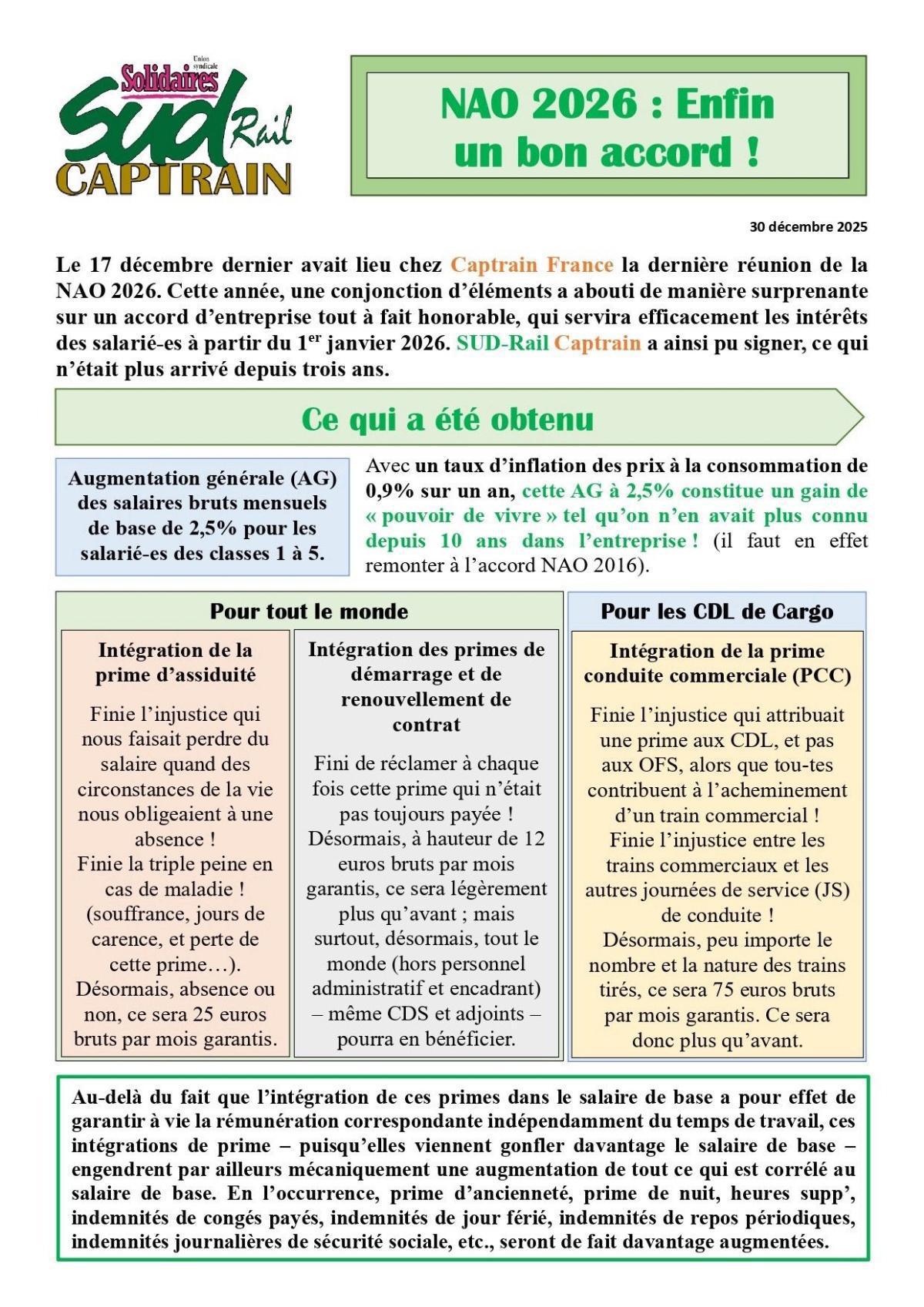 SUD-Rail CAPTRAIN // NAO 2026 : Enfin un bon accord !