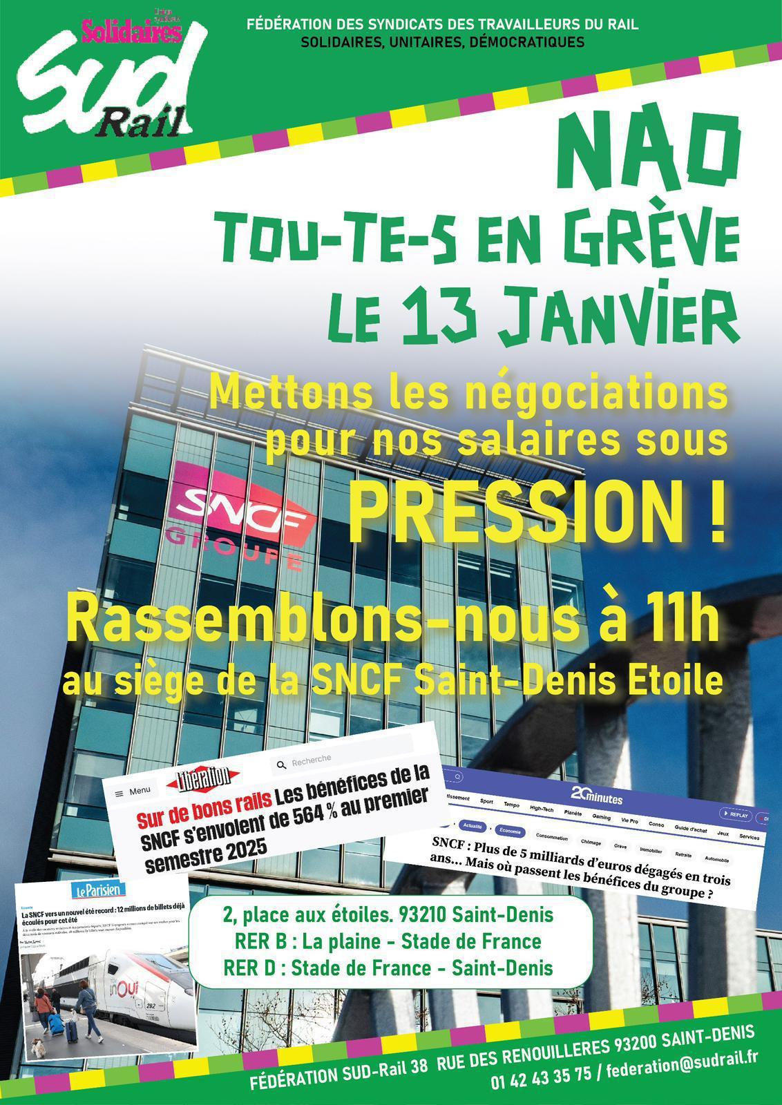 SUD-Rail // NAO, tous en grève le 13 janvier !