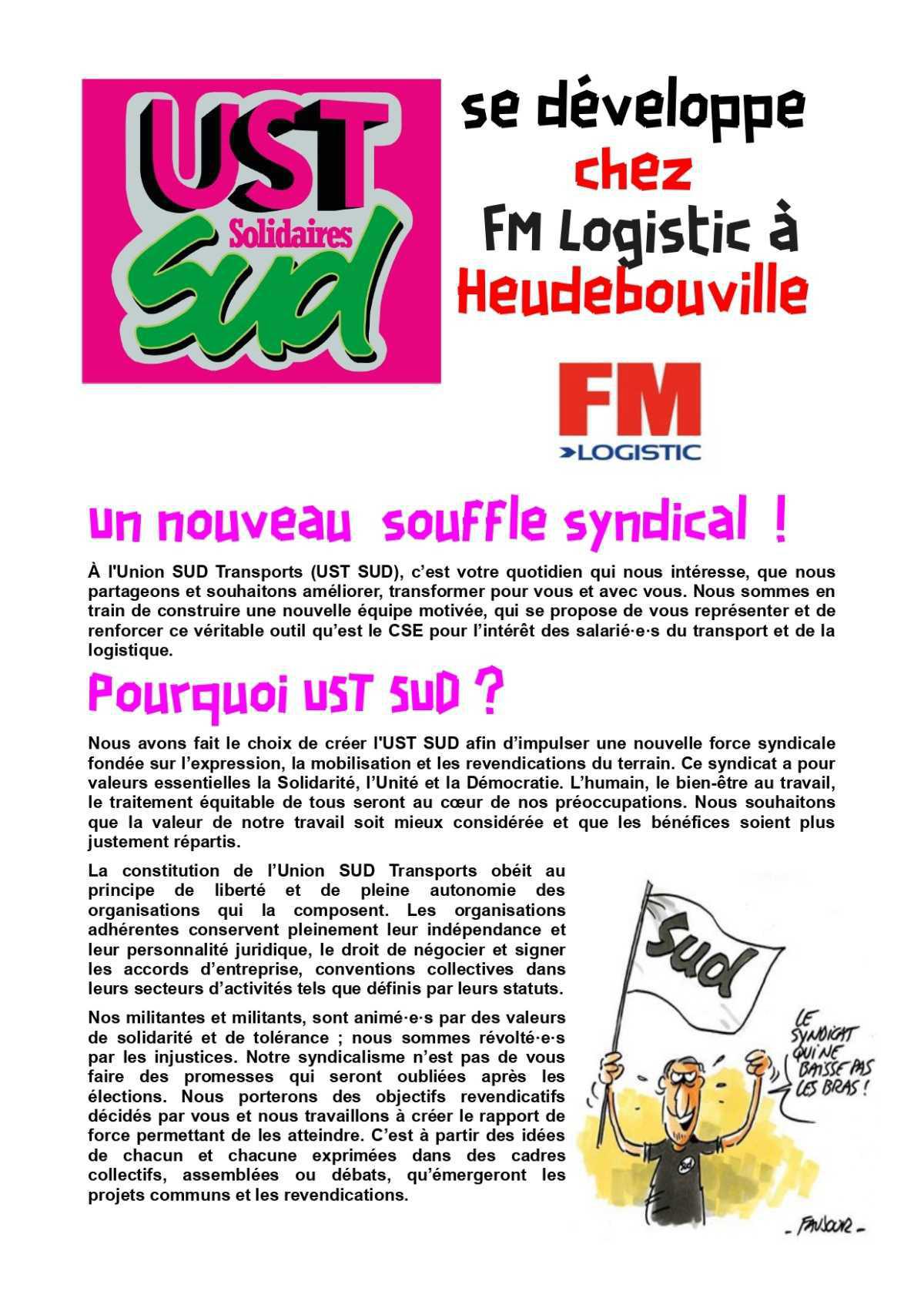L'Union SUD Transports s'implante à FM Logistic sur le site d'Heudebouville (27)