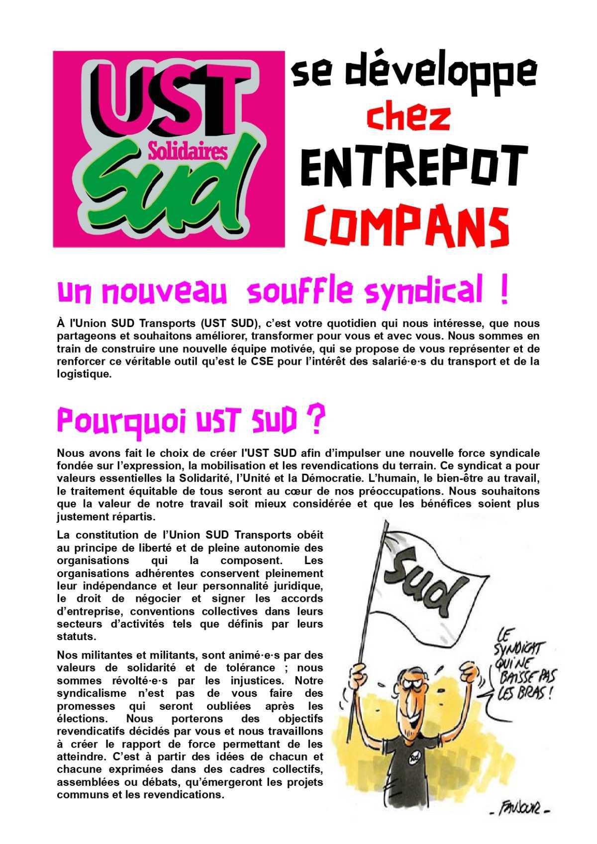 L'Union SUD Transports se développe à ENTREPOT COMPANS