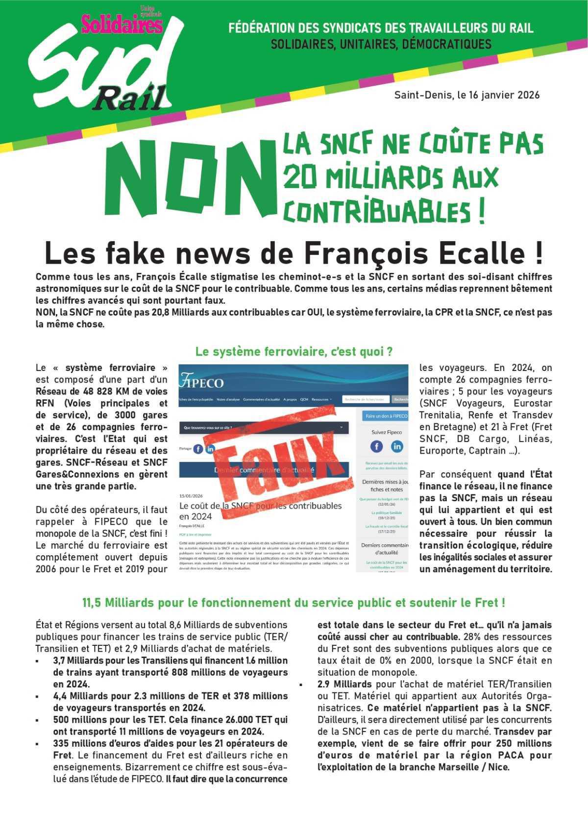 SUD-Rail // Les fake news contre la SNCF de François Écalle (Fipeco)