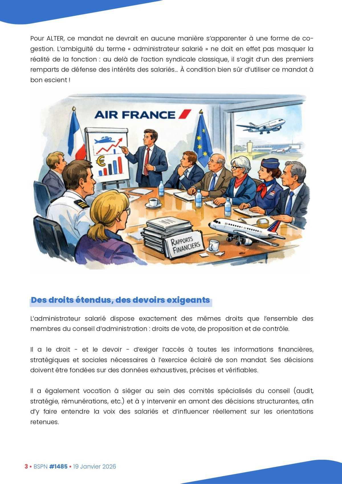 ALTER // Bulletin Syndical du Personnel Naviguant # 1485 du 19 janvier 2026