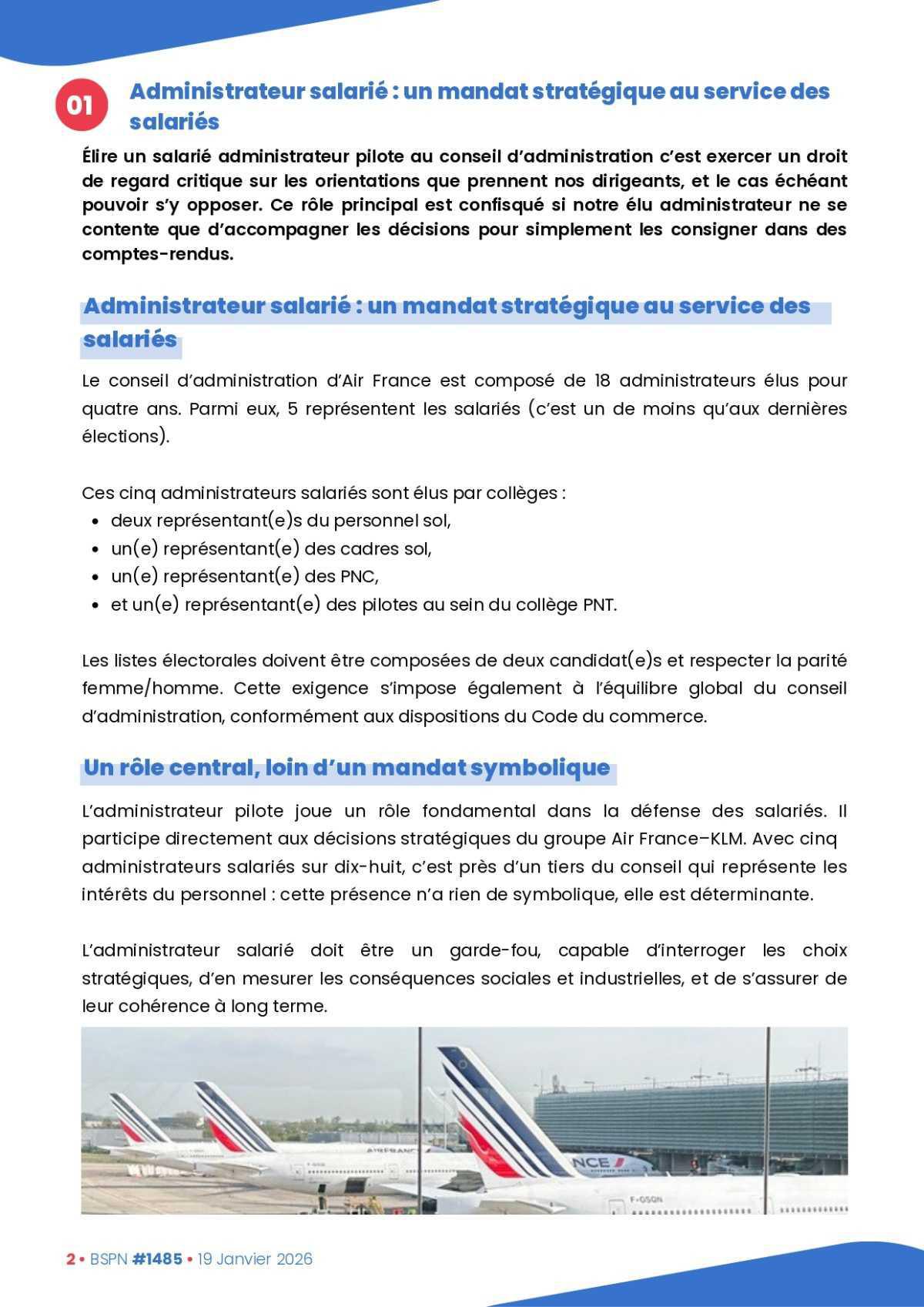 ALTER // Bulletin Syndical du Personnel Naviguant # 1485 du 19 janvier 2026