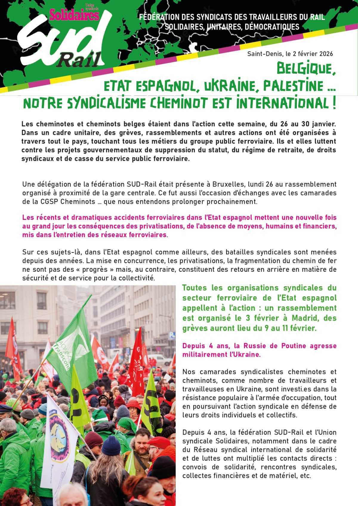 SUD-Rail // Notre syndicalisme cheminot est international !