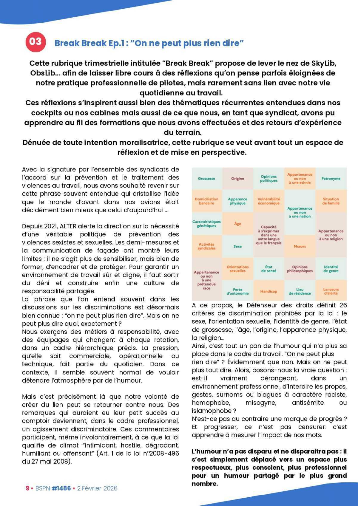 ALTER // Bulletin Syndical du Personnel Naviguant # 1486