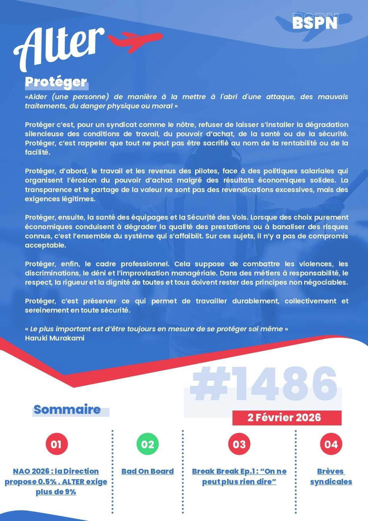 ALTER // Bulletin Syndical du Personnel Naviguant # 1486