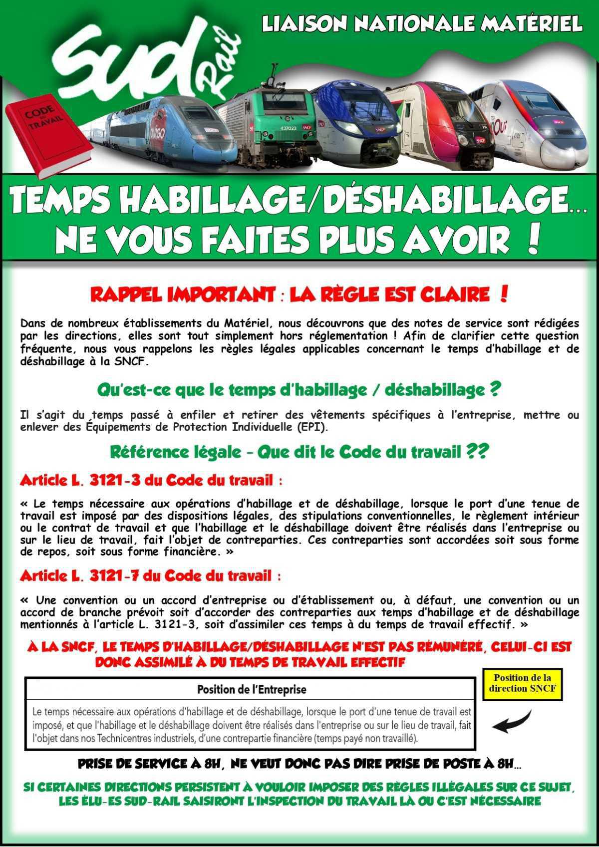 SUD-Rail // Faites respecter les temps d'habillage / déshabillage 