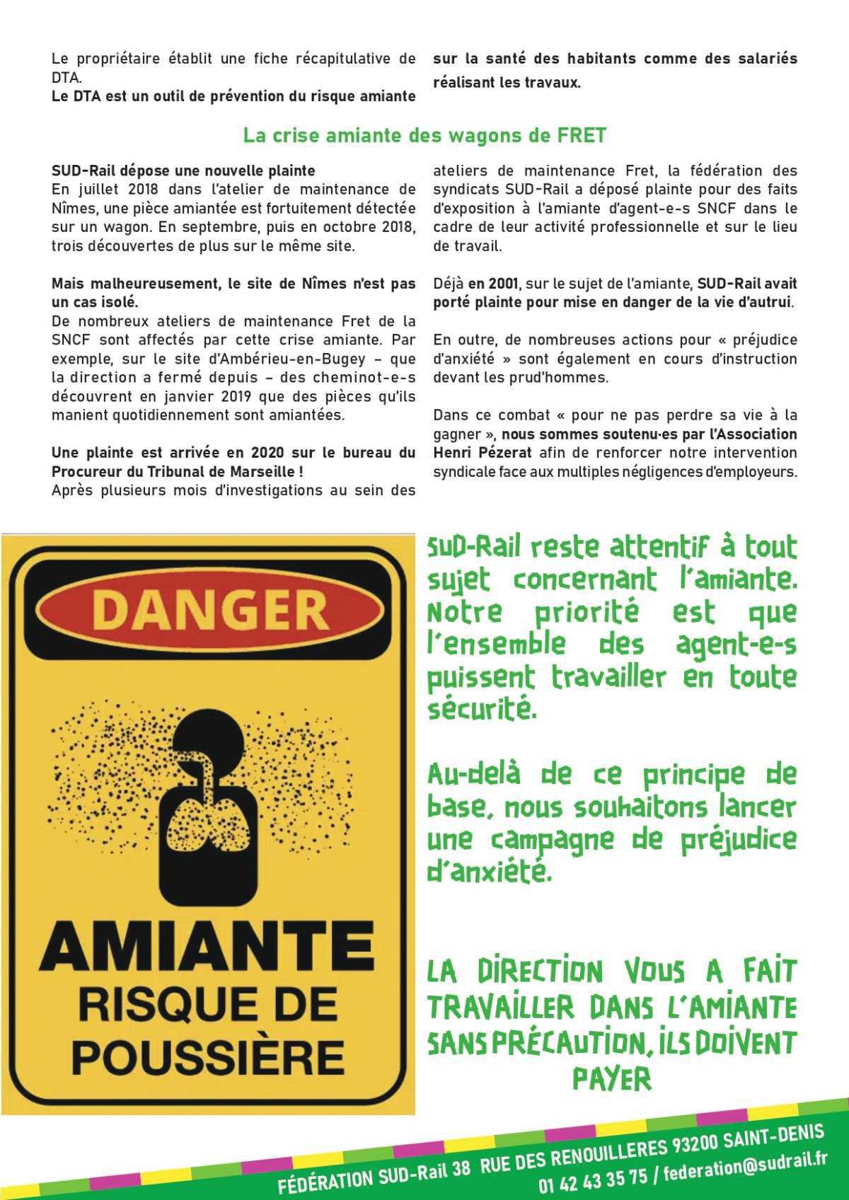 Amiante en 2026, SUD-Rail toujours sur le front !