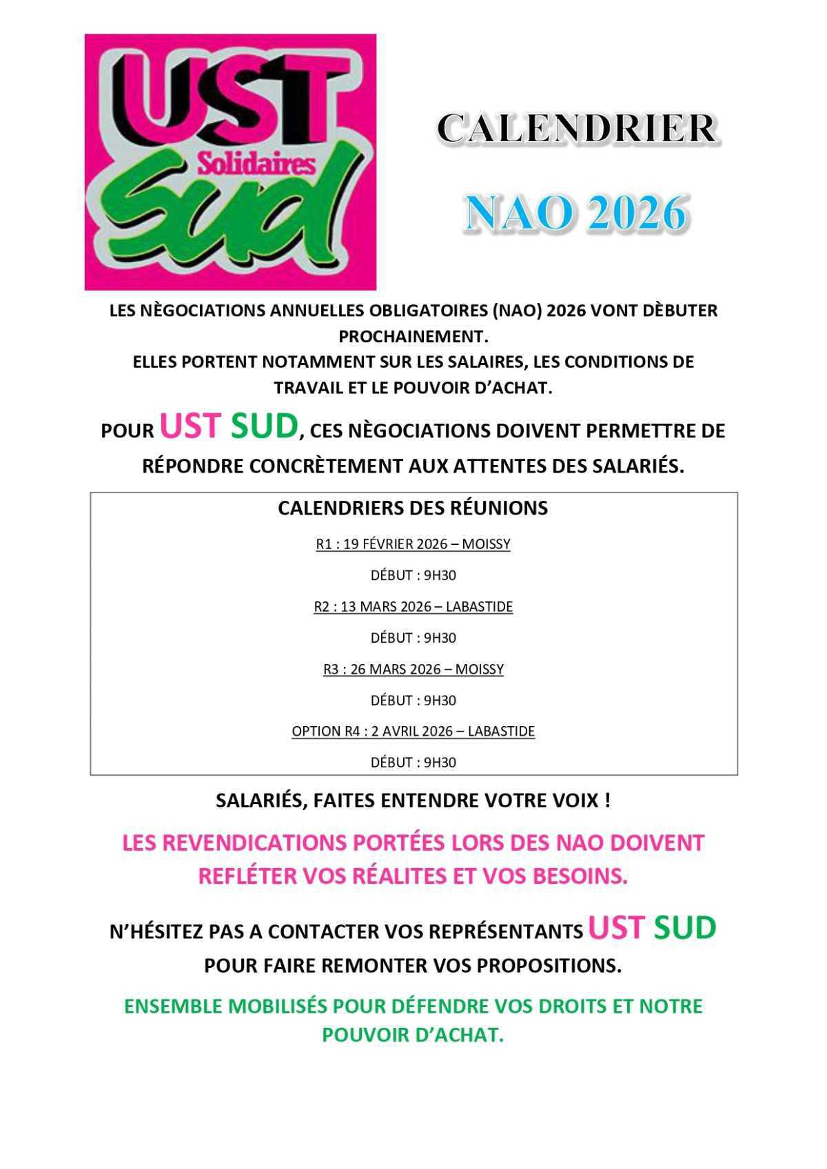 UST SUD chez GXO Logistics Moissy // NAO 2026 Faisons entendre notre voix !