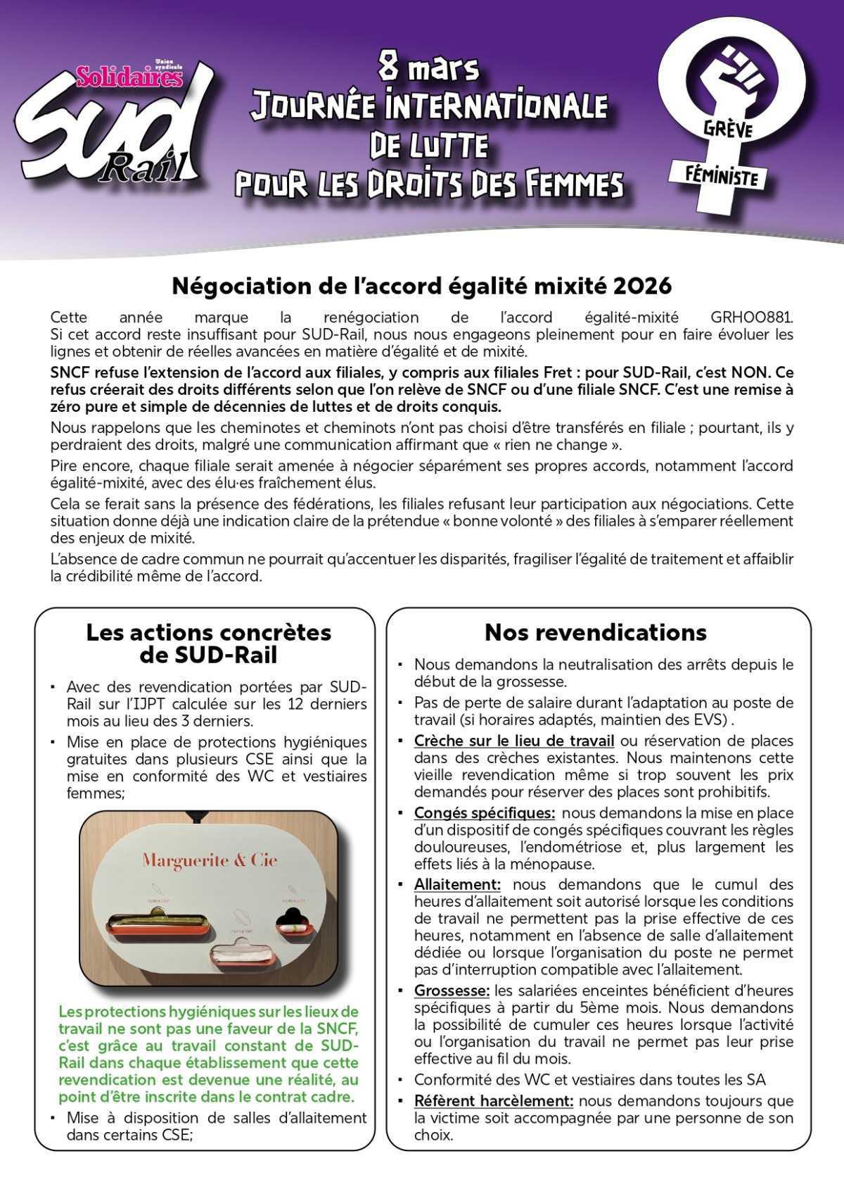 SUD-Rail // 8 mars 2026 : Jounée internationale de lutte pour les droits des femmes