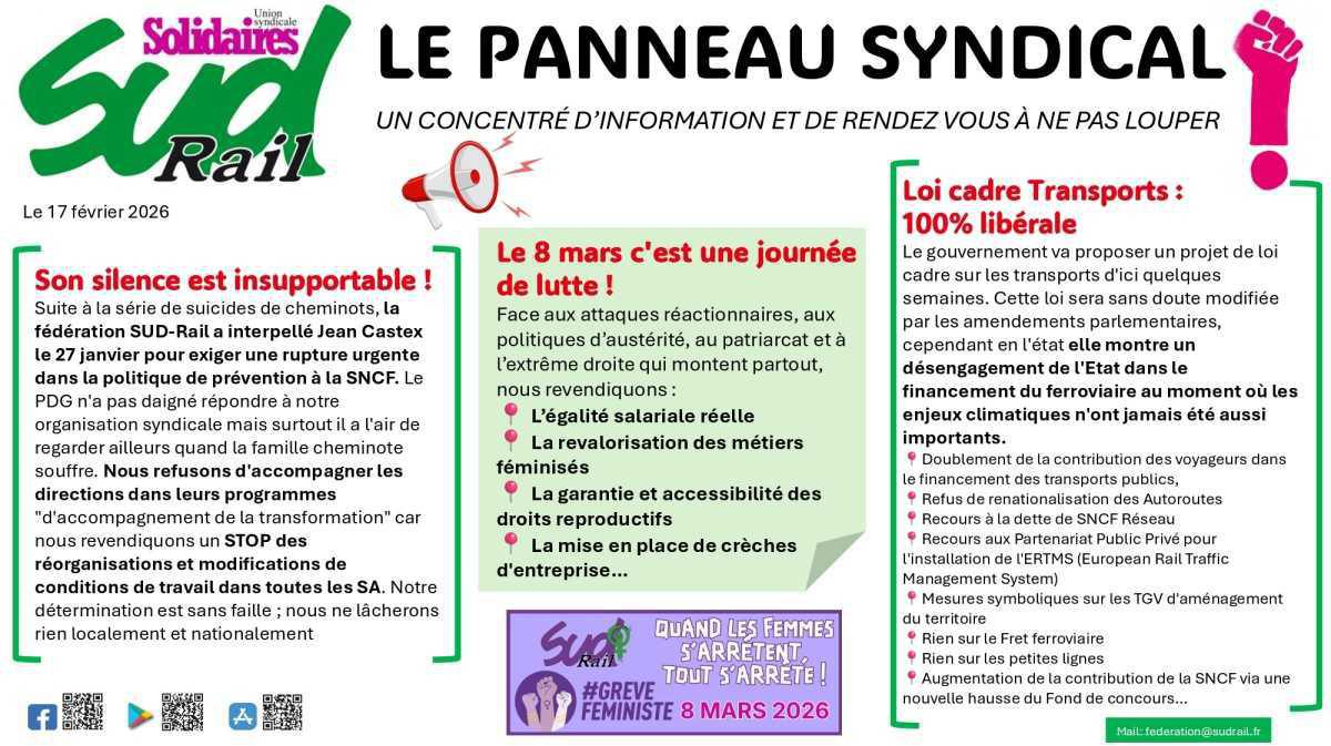 SUD-Rail // Le panneau syndical du 17 février 2026