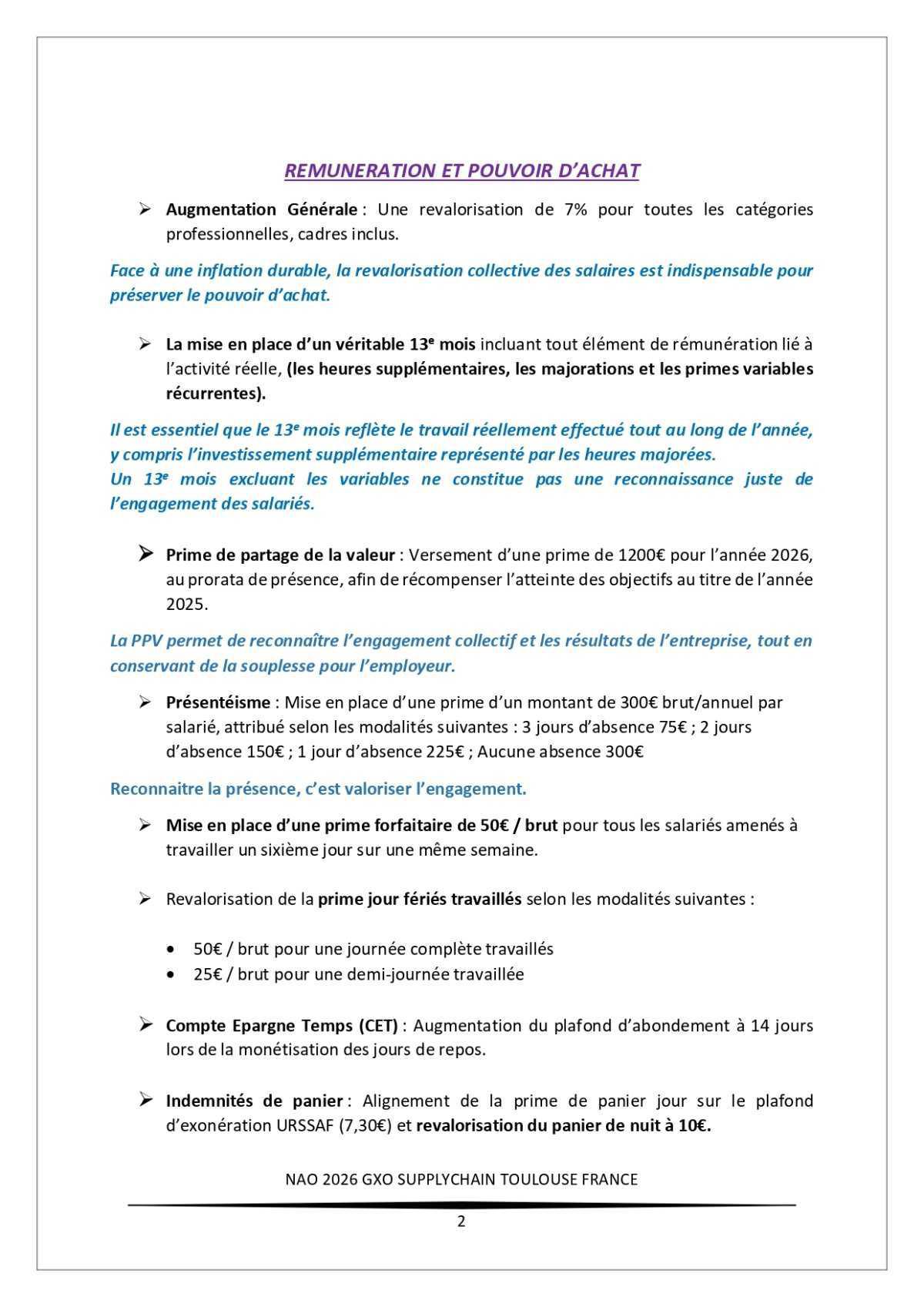 NAO 2026 à GXO Toulouse : des revendications unitaires pour partager les richesses