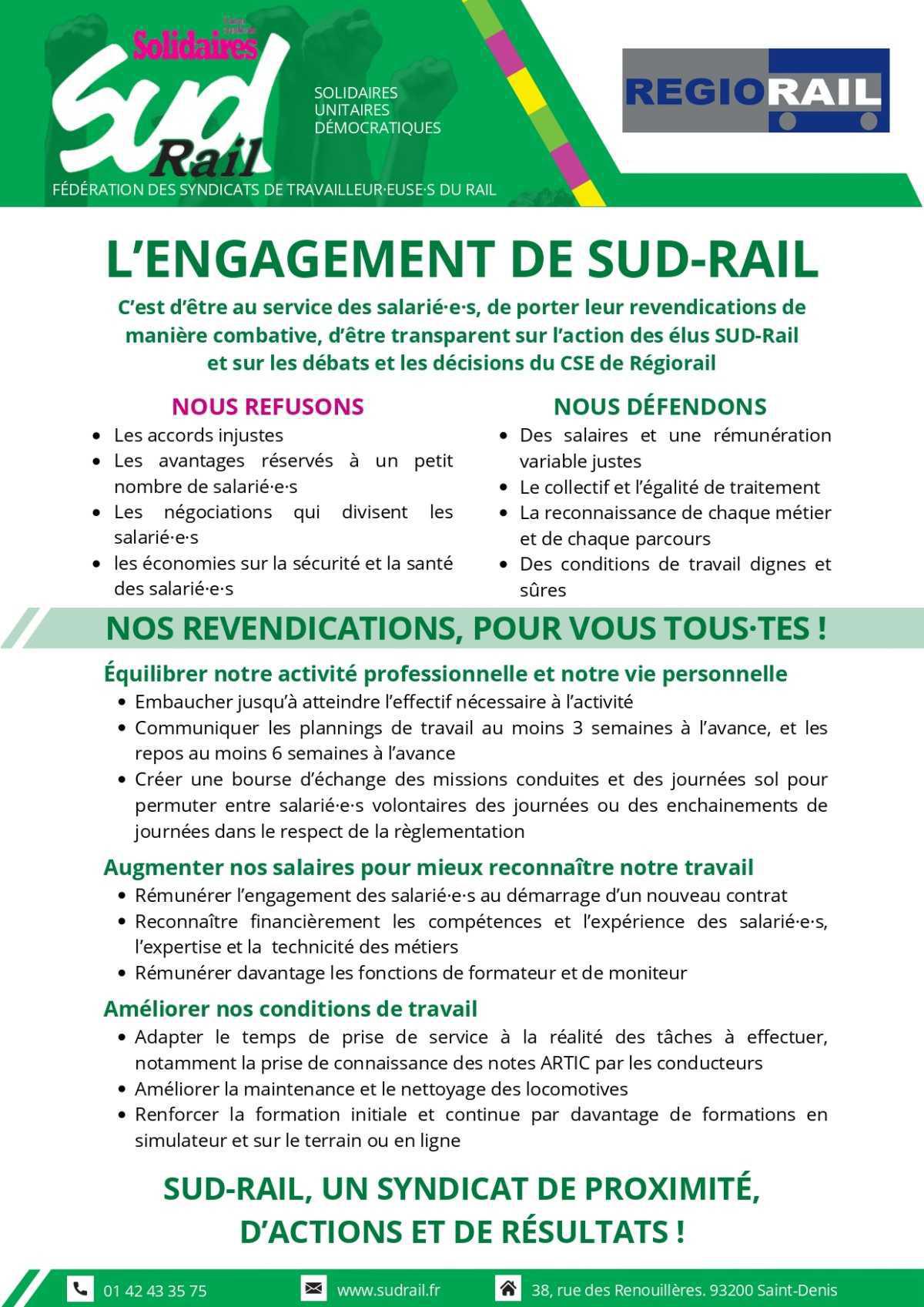 Pour un nouveau CSE chez REGIORAIL, votez SUD-Rail !