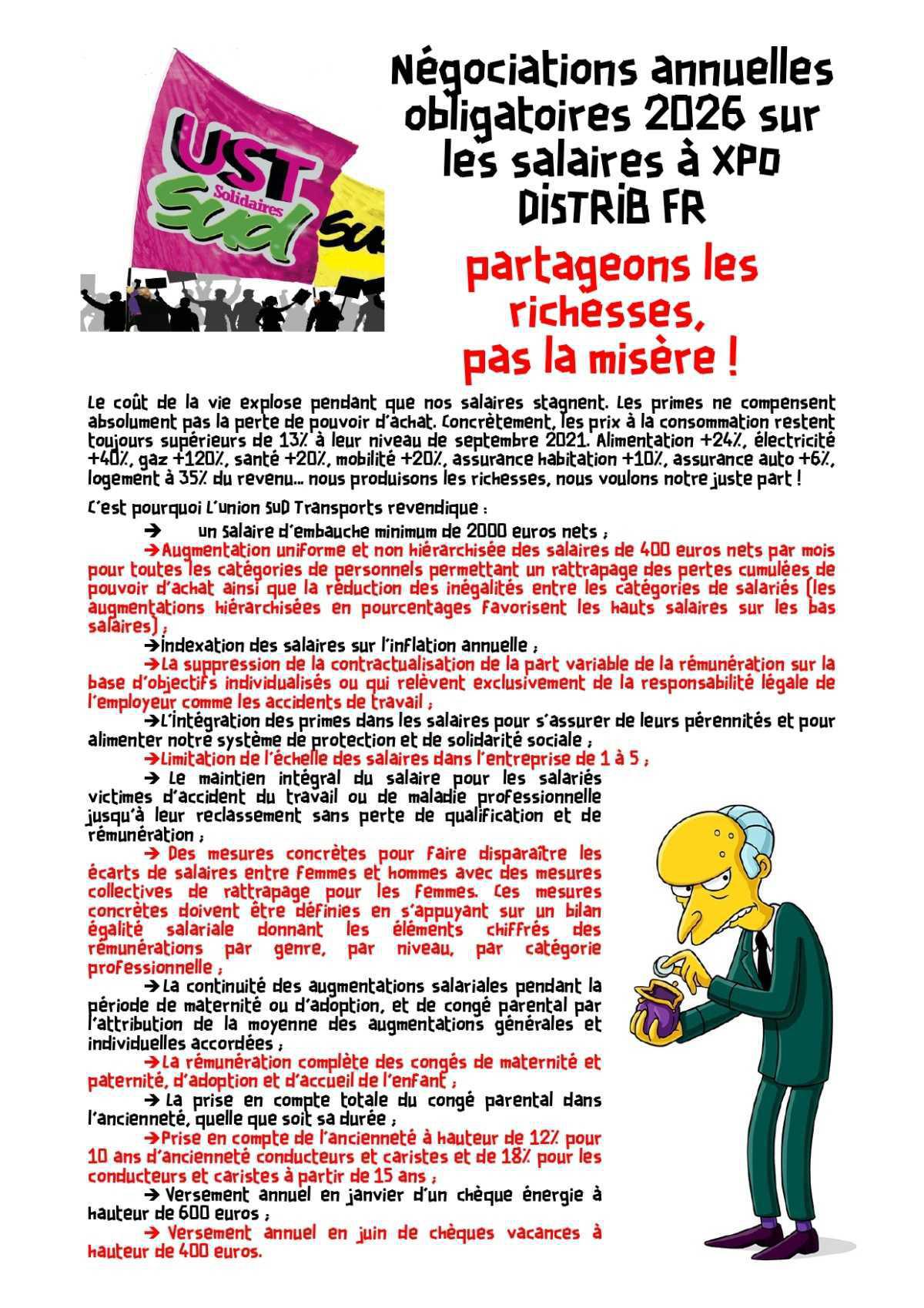 NAO à XPO : L'UST revendique le partage des richesses !