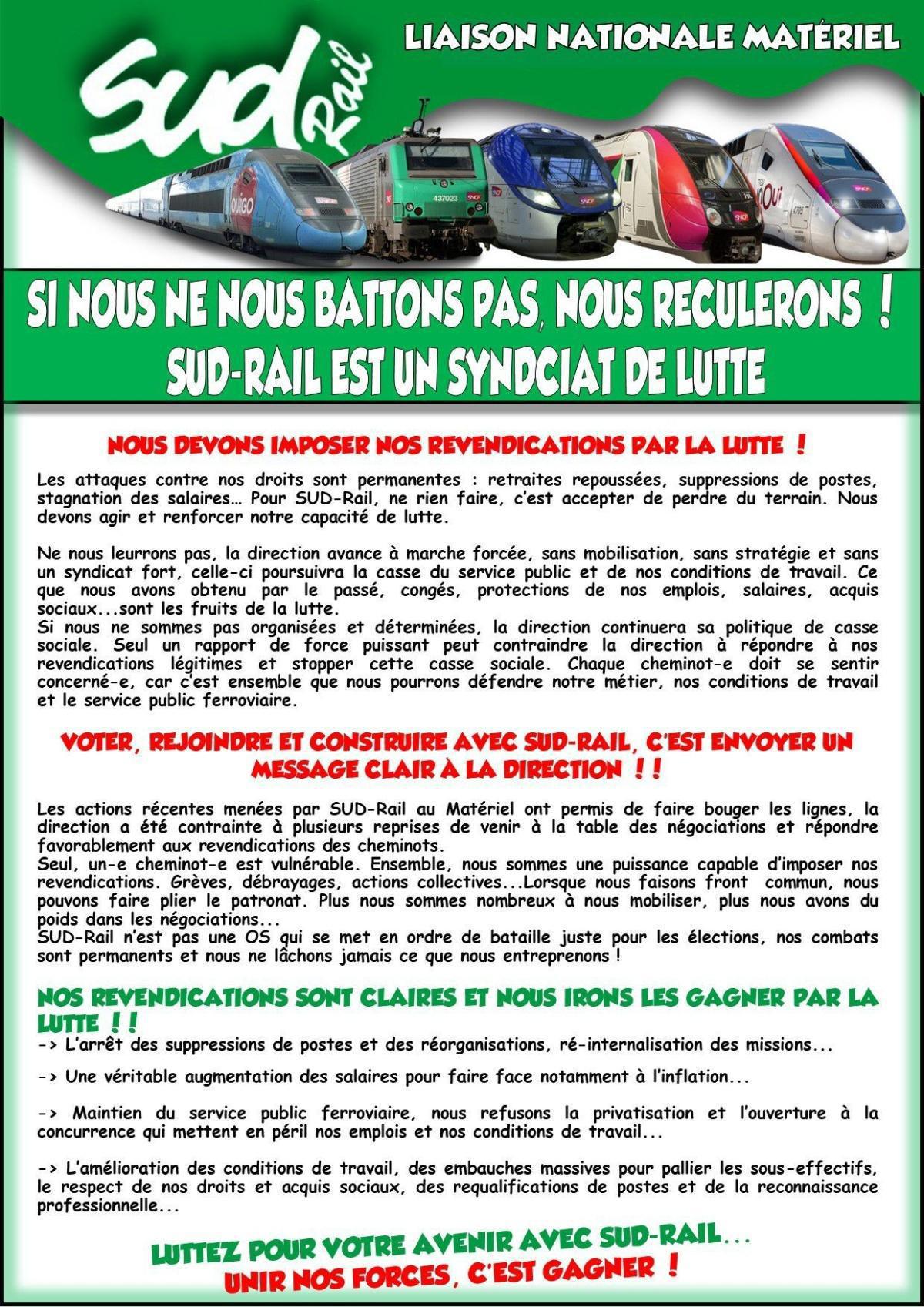 SUD-Rail // Liaison Matériel // Nous devons imposer nos revendications par la lutte !