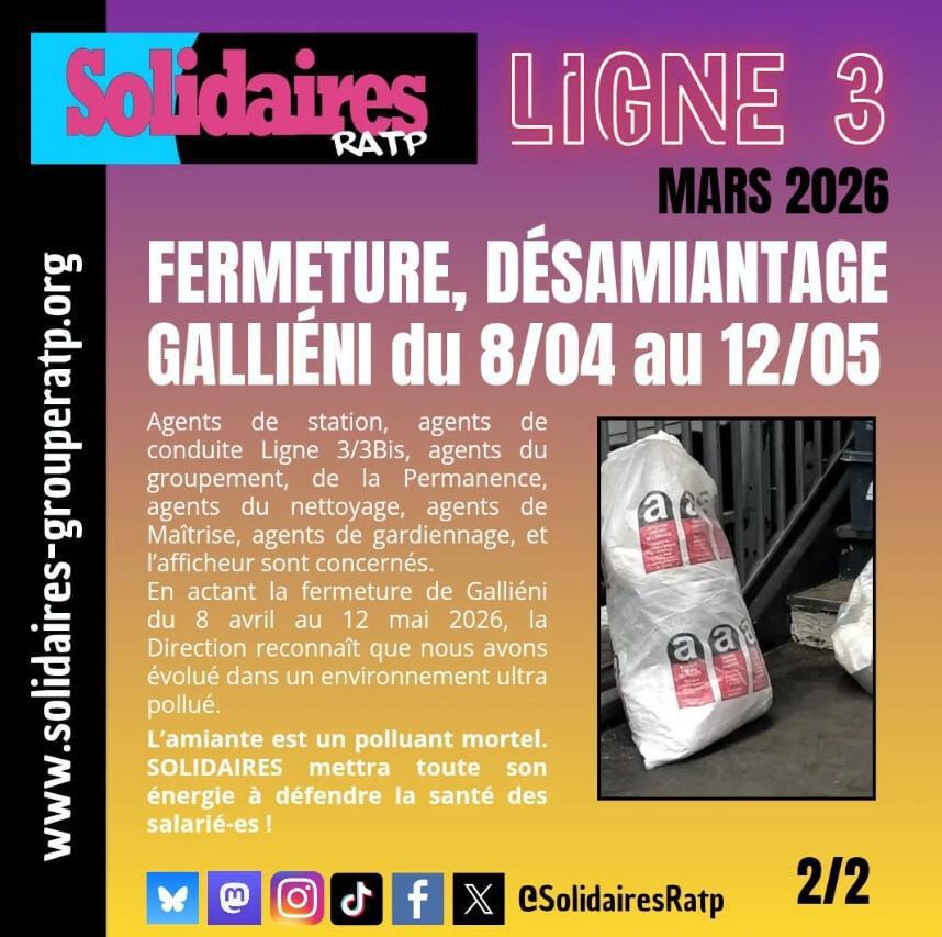 Solidaires RATP // Alerte à l'amiante à la station Galliéni