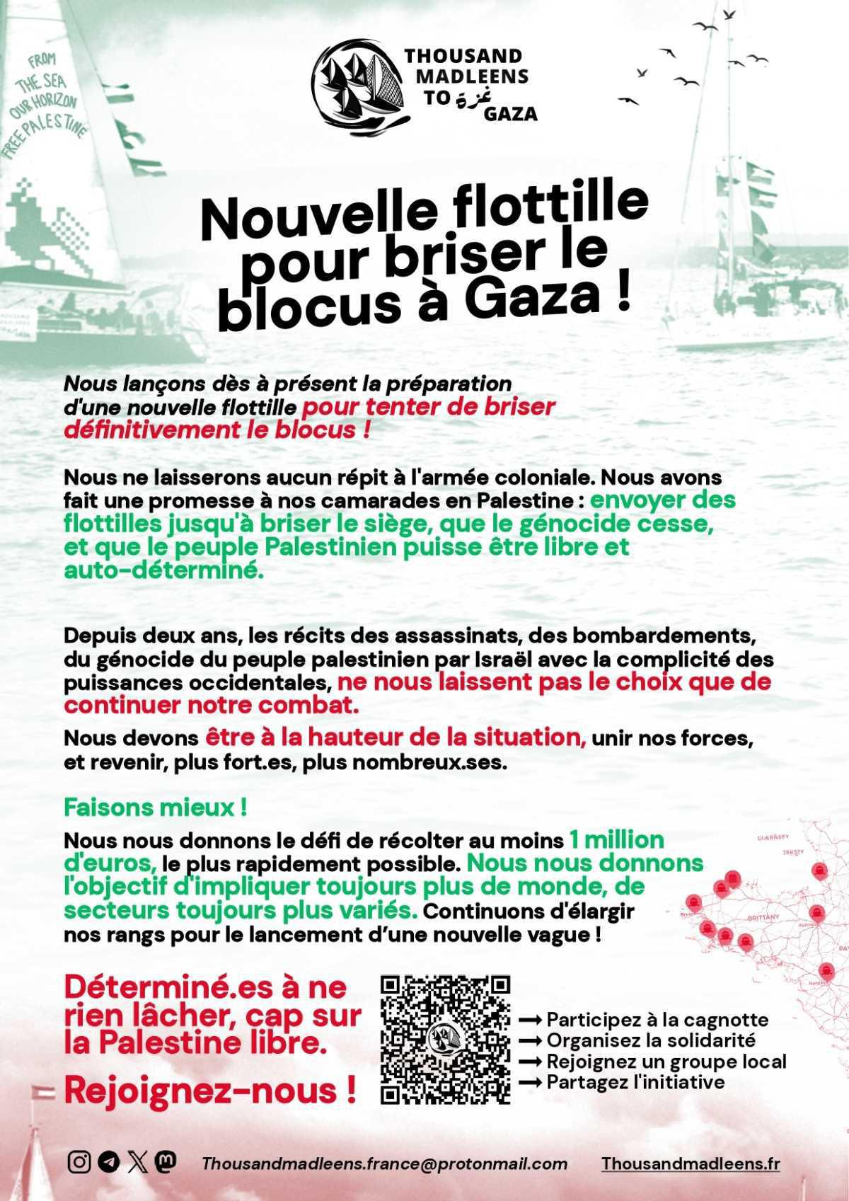 Thousand Madleens to Gaza // Nouvelle flotille pou briser le blocus à Gaza !