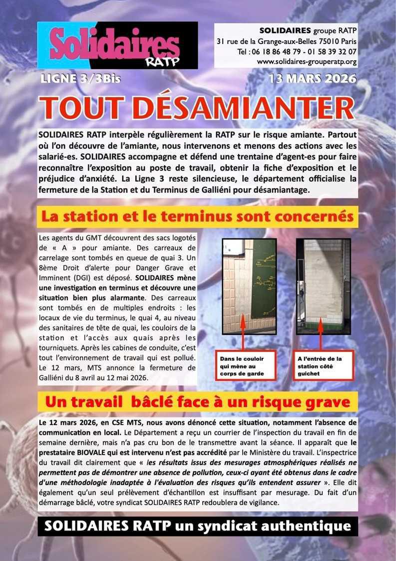 Solidaires RATP // Tout désamiantier !