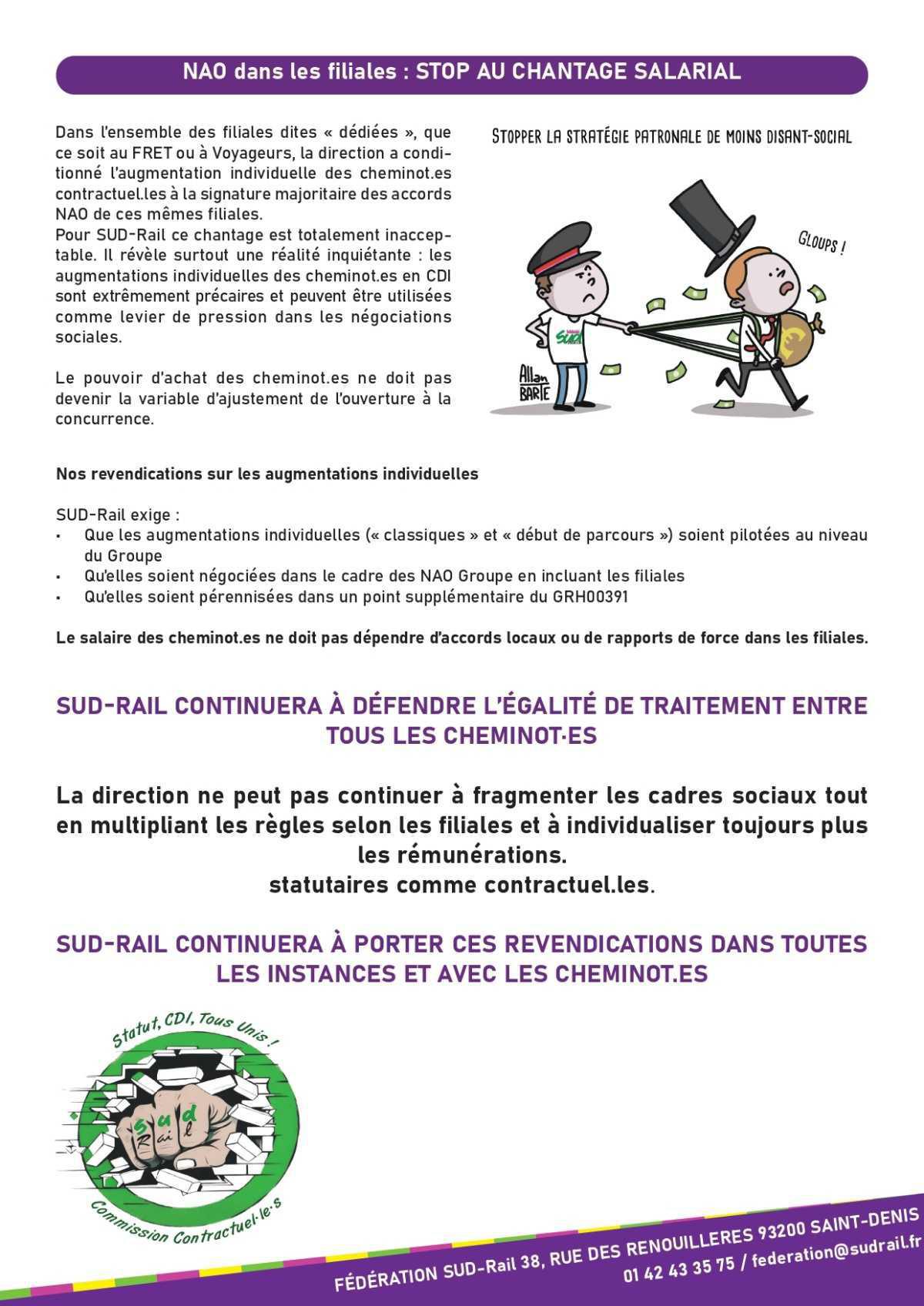 SUD-Rail // Assez des inégalités, des règles floues et du chantage salarial !