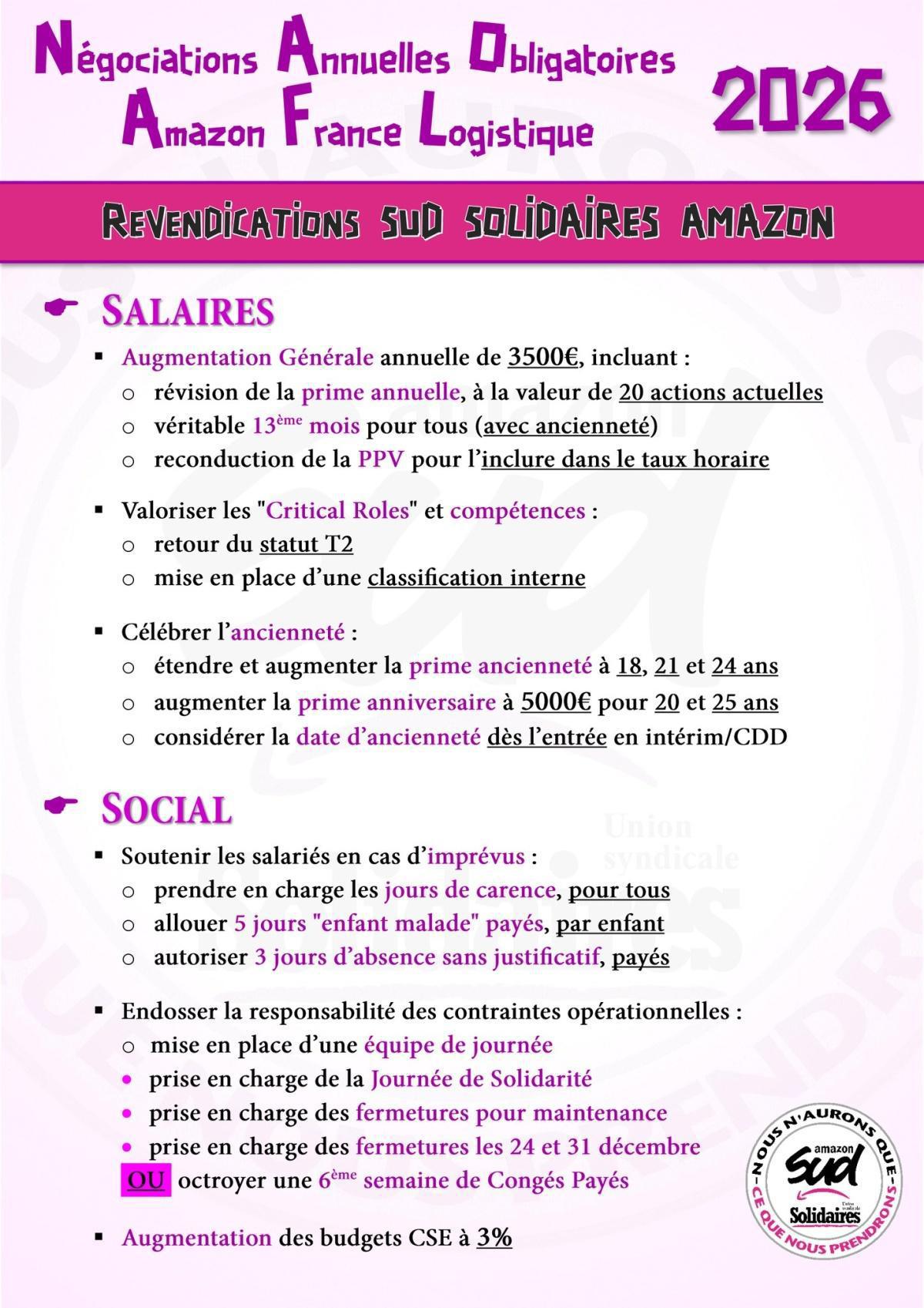 SUD AMAZON // NAO 2026 : nos revendications