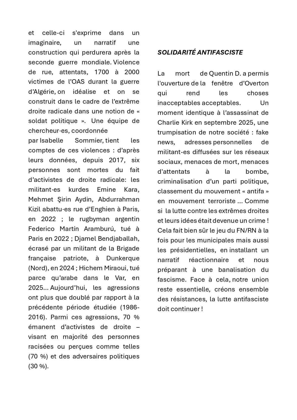 VISA // L'antifascisme, une nécessité face aux violences de l'extrême-droite