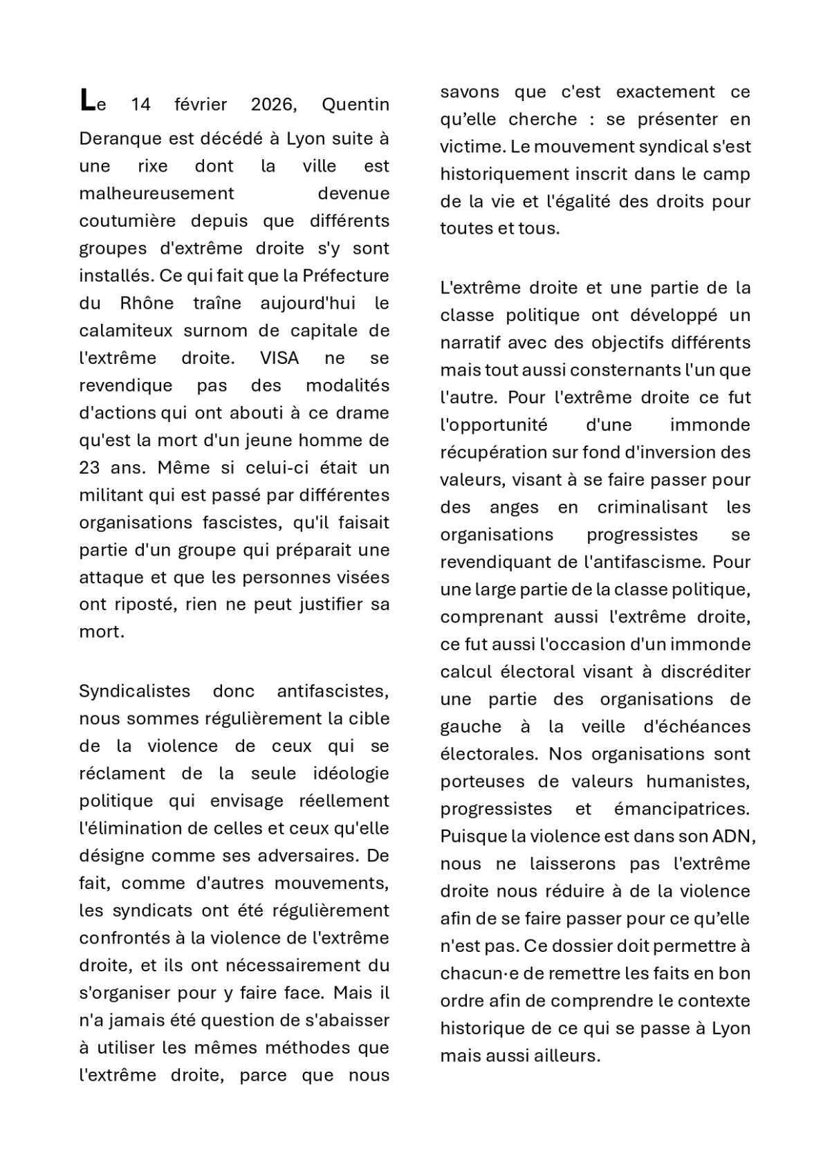 VISA // L'antifascisme, une nécessité face aux violences de l'extrême-droite