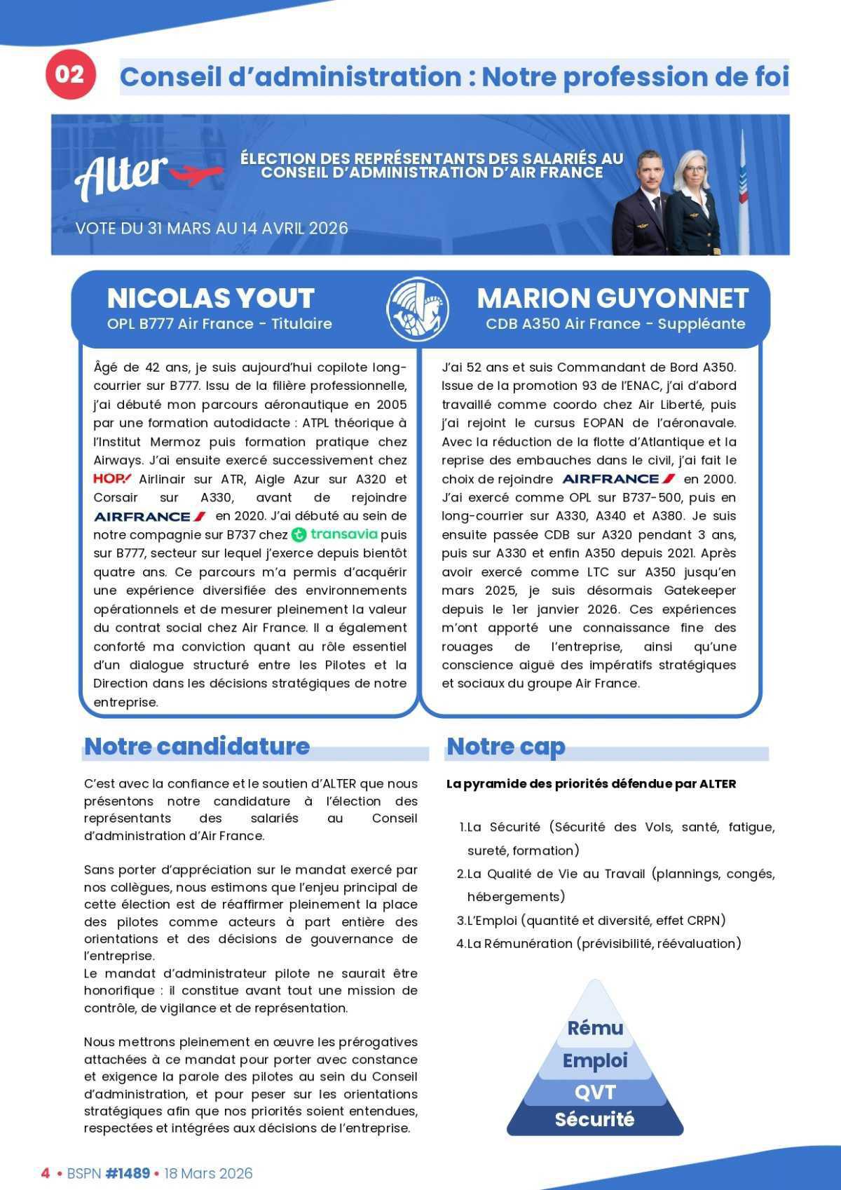 ALTER // Bulletin Syndical du Personnel Naviguant # 1489 du 18 mars 2026