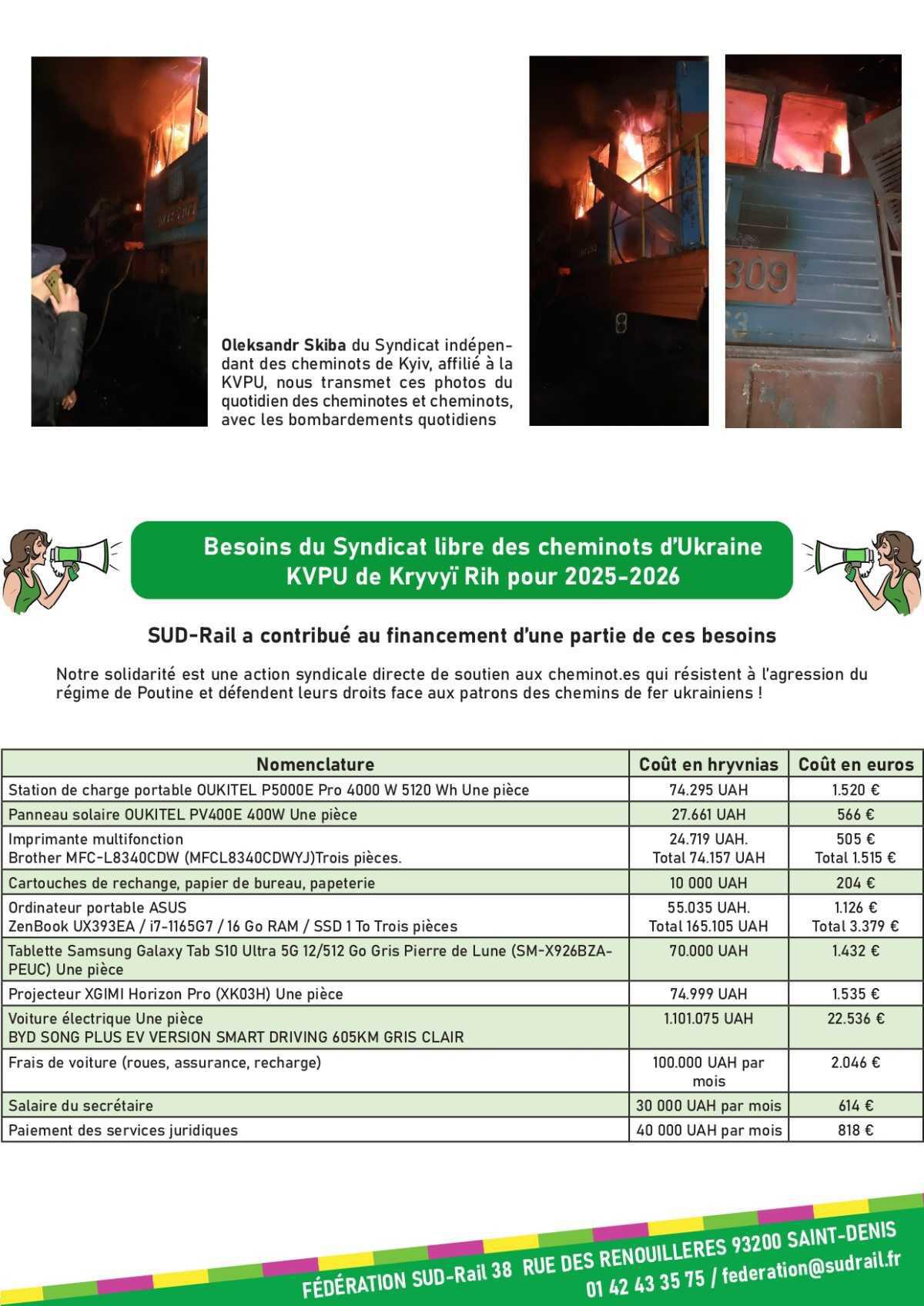 SUD-Rail // Soutien à la résistance ukrainienne