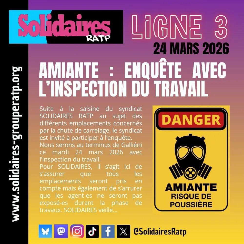 Solidaires RATP // Amiante : Enquête avec l'Inspection du travail