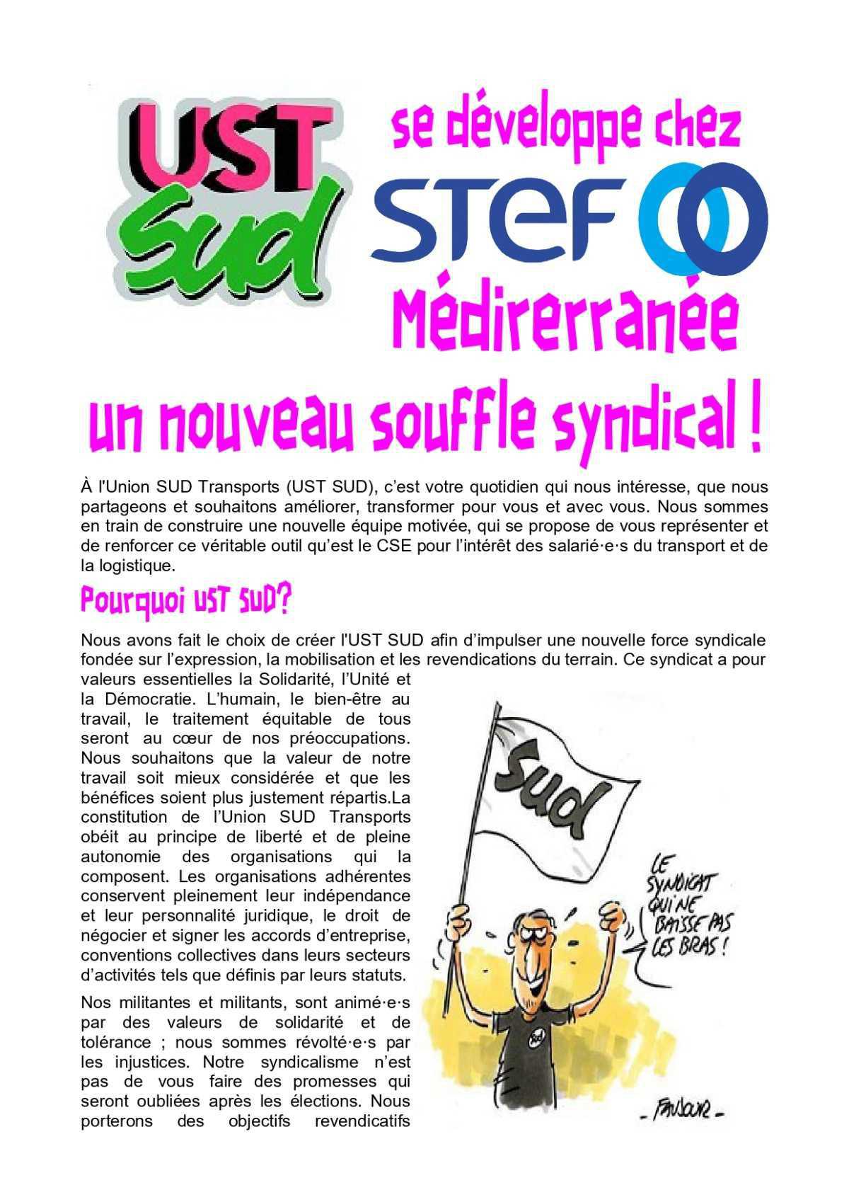 L'Union SUD Transports se développe chez STEF Méditerranée
