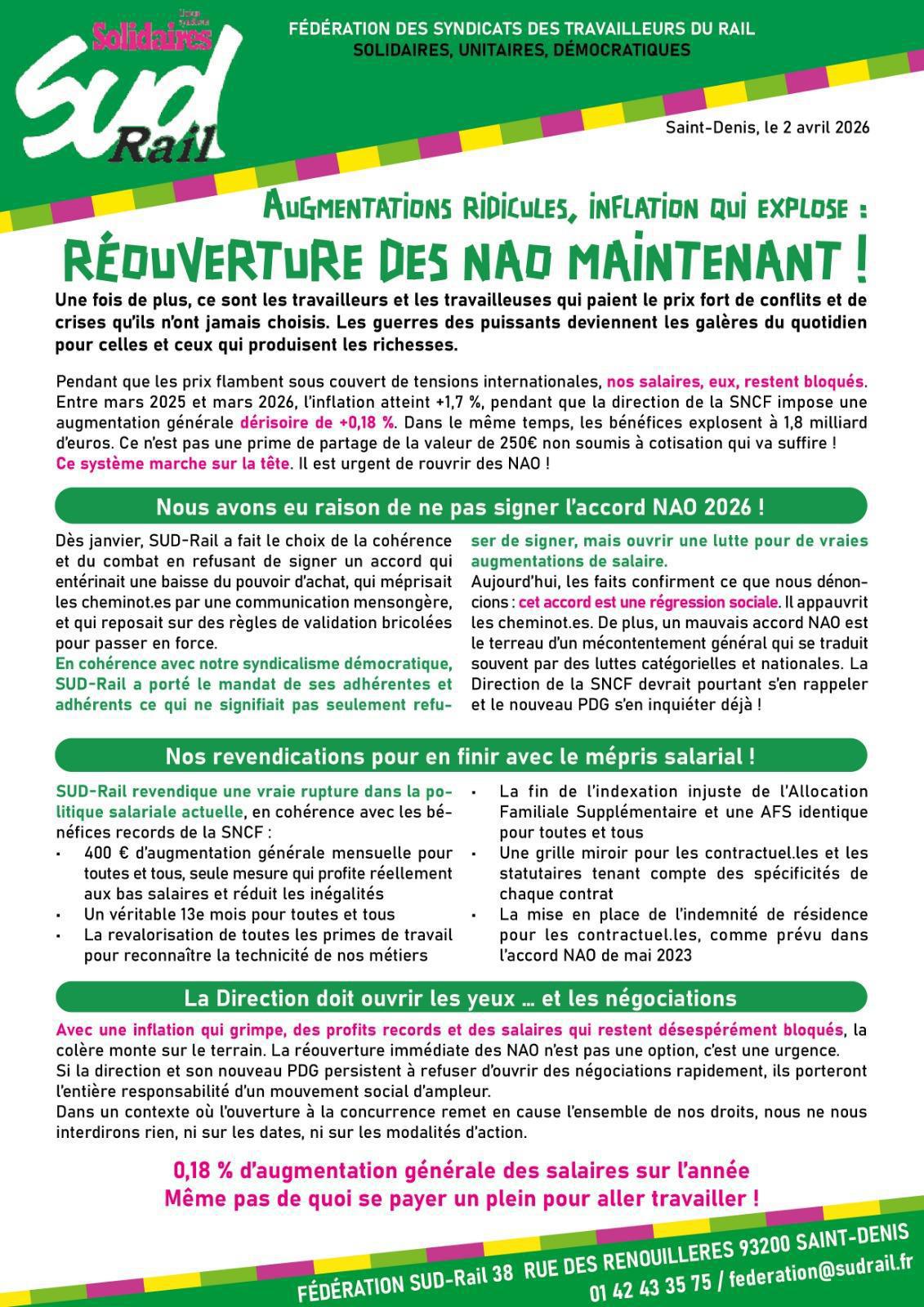 SUD-Rail // Réouverture des NAO maintenant !