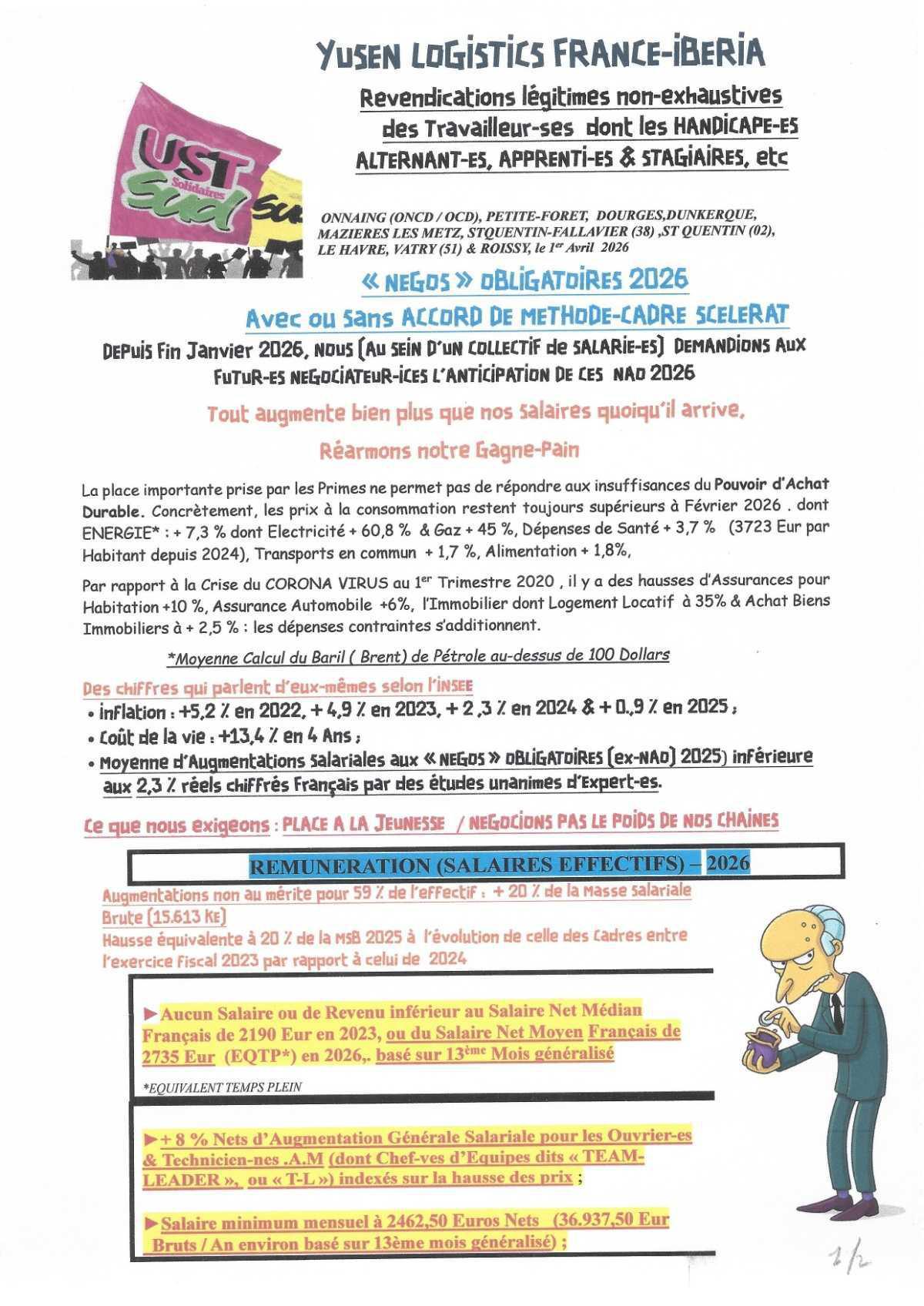 UST YUSEN // Revendications des travailleurs aux NAO
