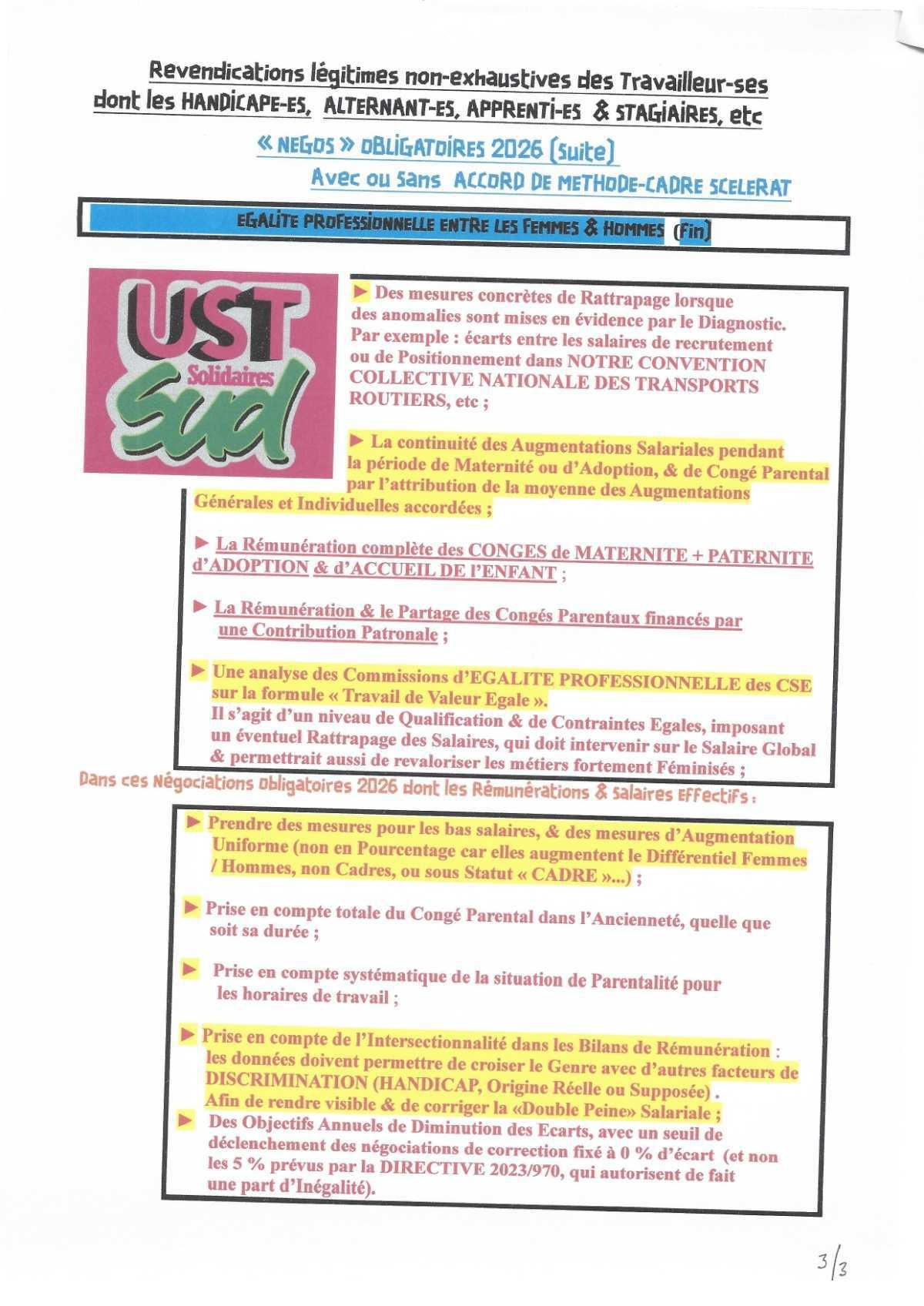 UST YUSEN // Revendications NAO pour une véritable égalité hommes / femmes