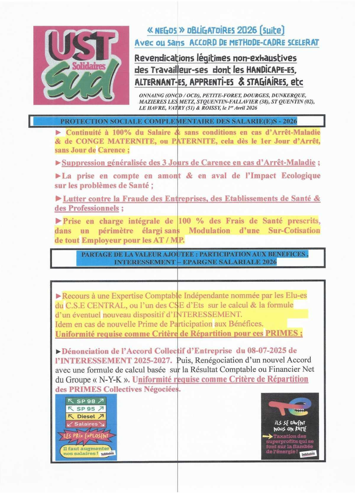 UST YUSEN // NAO nos revendications sur la protection sociale complémentaire