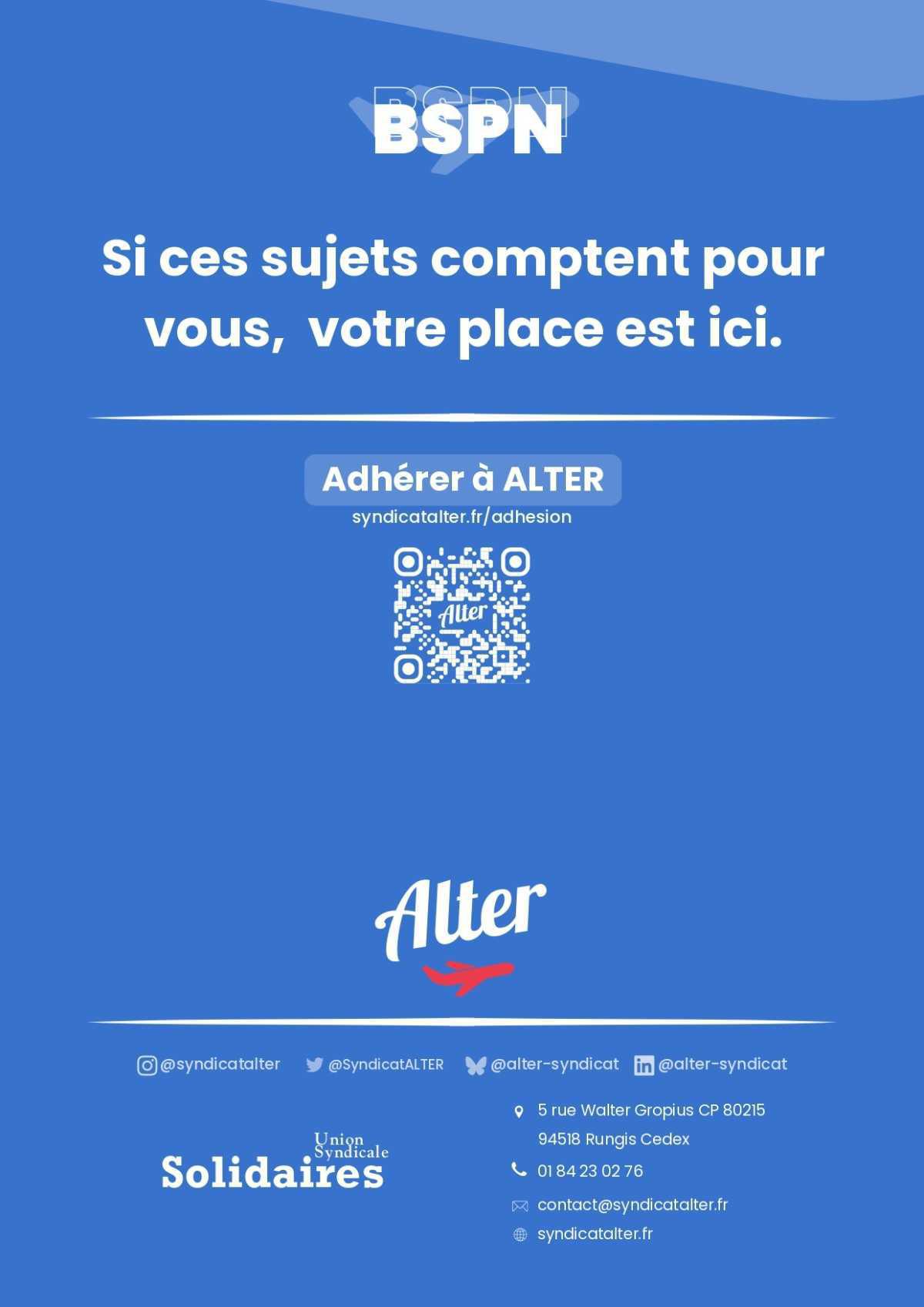 ALTER // Bulletin Syndical du Personnel Naviguant # 1490 du 20 avril 2026