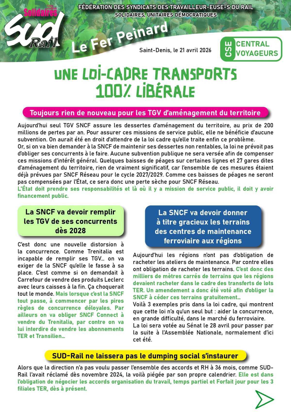SUD-Rail // Une loi-cadre Transports 100% libérale