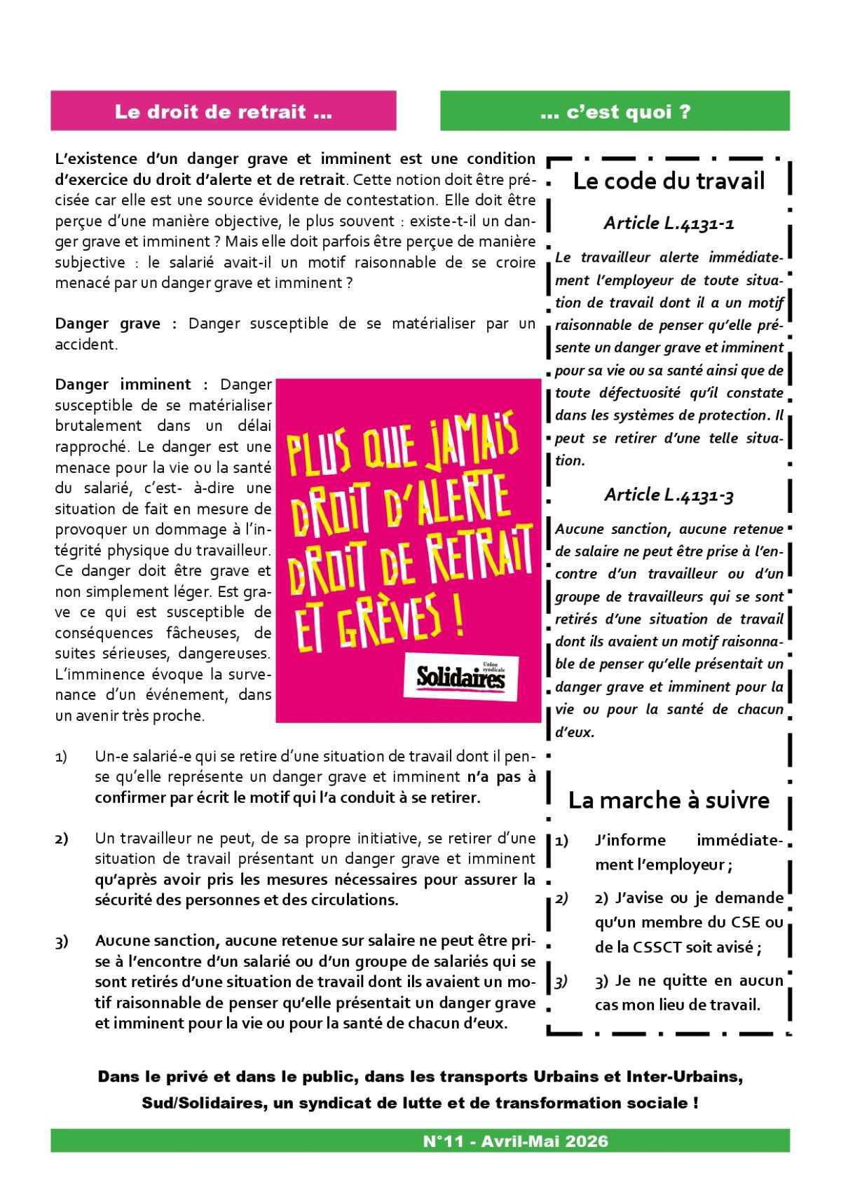 Solidaires sur toute la ligne # 11 avril-mai 2026
