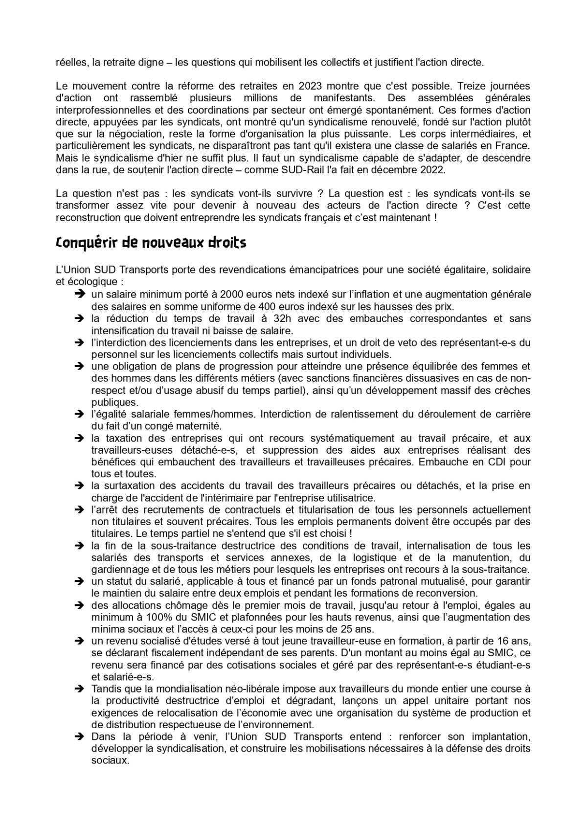 6e Congrès de l'Union SUD Transports du 12 mai 2026 : Résolution d'orientation