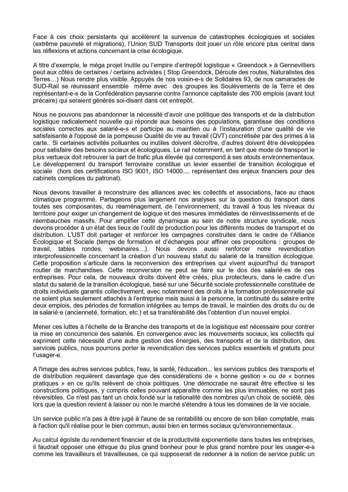 6e Congrès de l'Union SUD Transports du 12 mai 2026 : Résolution d'orientation