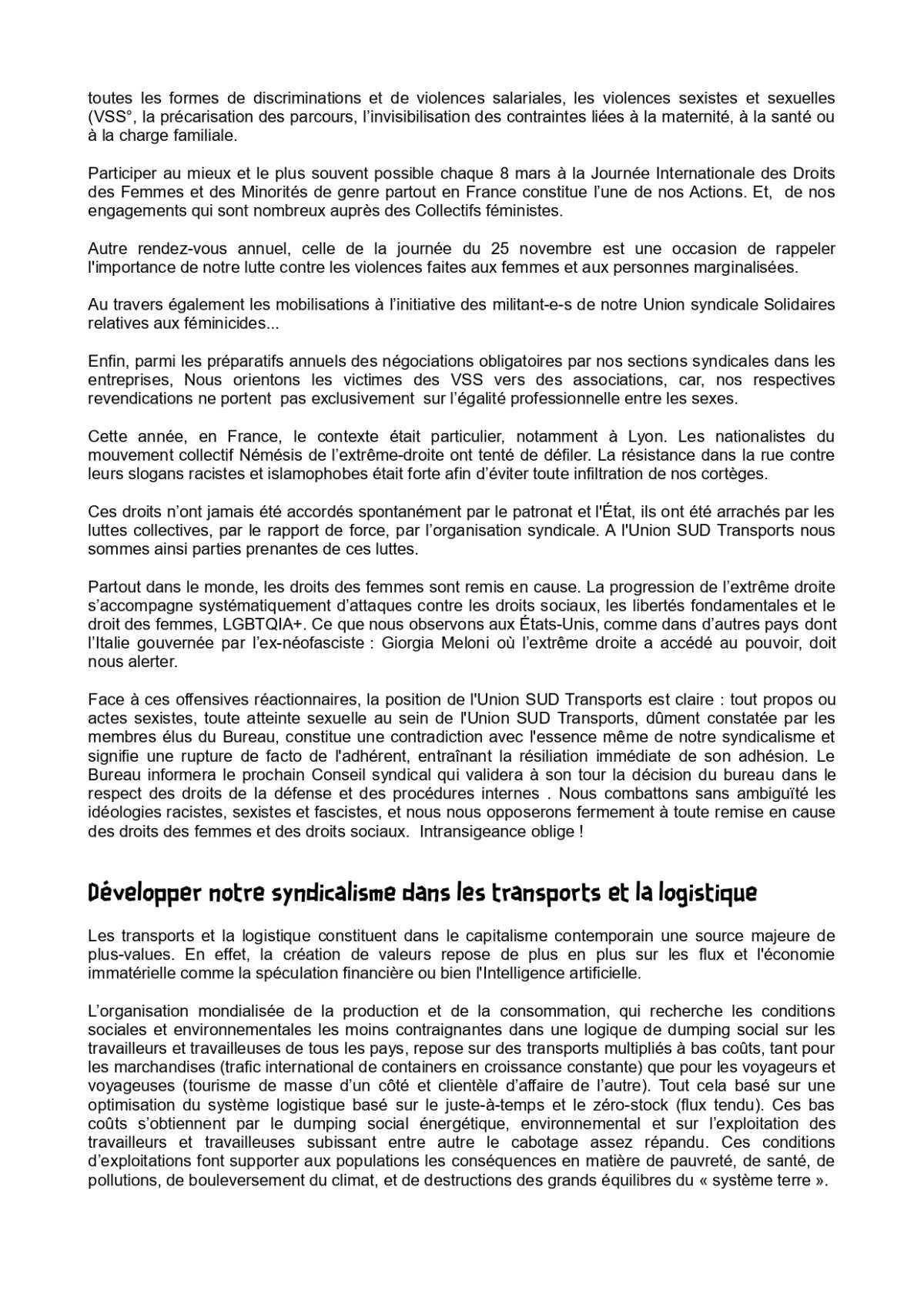 6e Congrès de l'Union SUD Transports du 12 mai 2026 : Résolution d'orientation