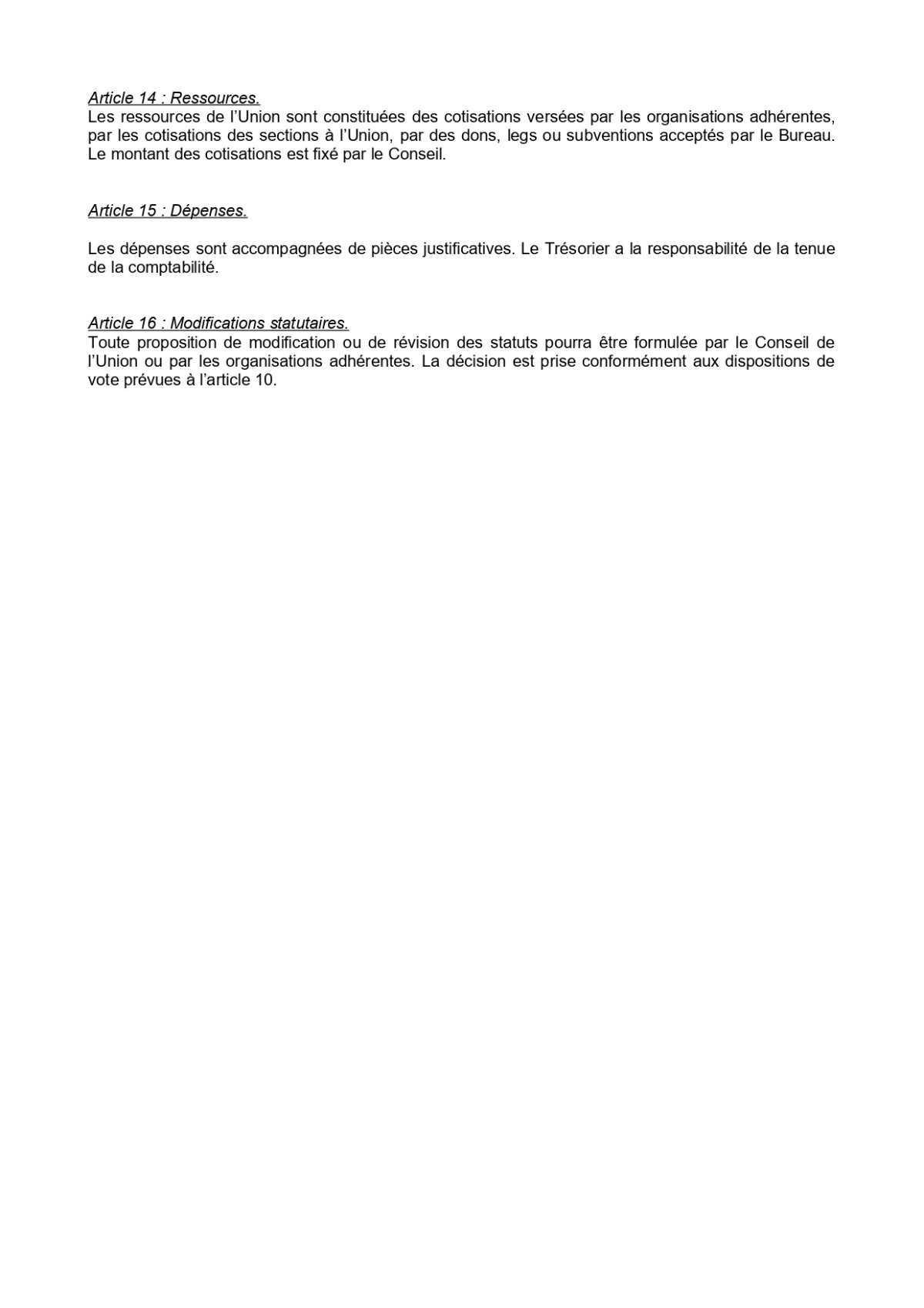 6e Congrès de l'UST du 12 mai 2026 : Statuts et Règlement intérieur adoptés