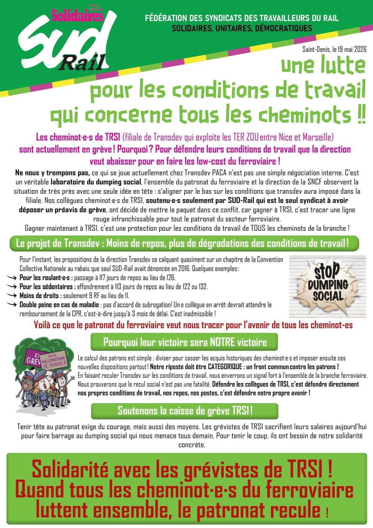 SUD-Rail // Solidarité avec les grévistes de TRSI !