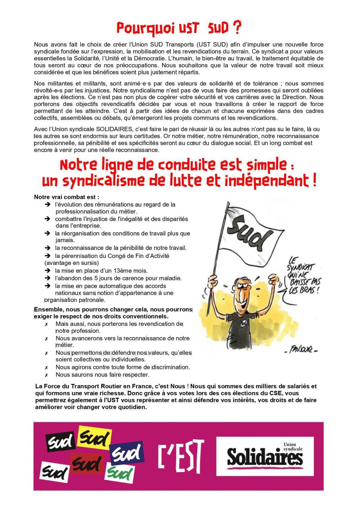 Profession de foi de l'UST SUD à SAMAT ATLANTIQUE