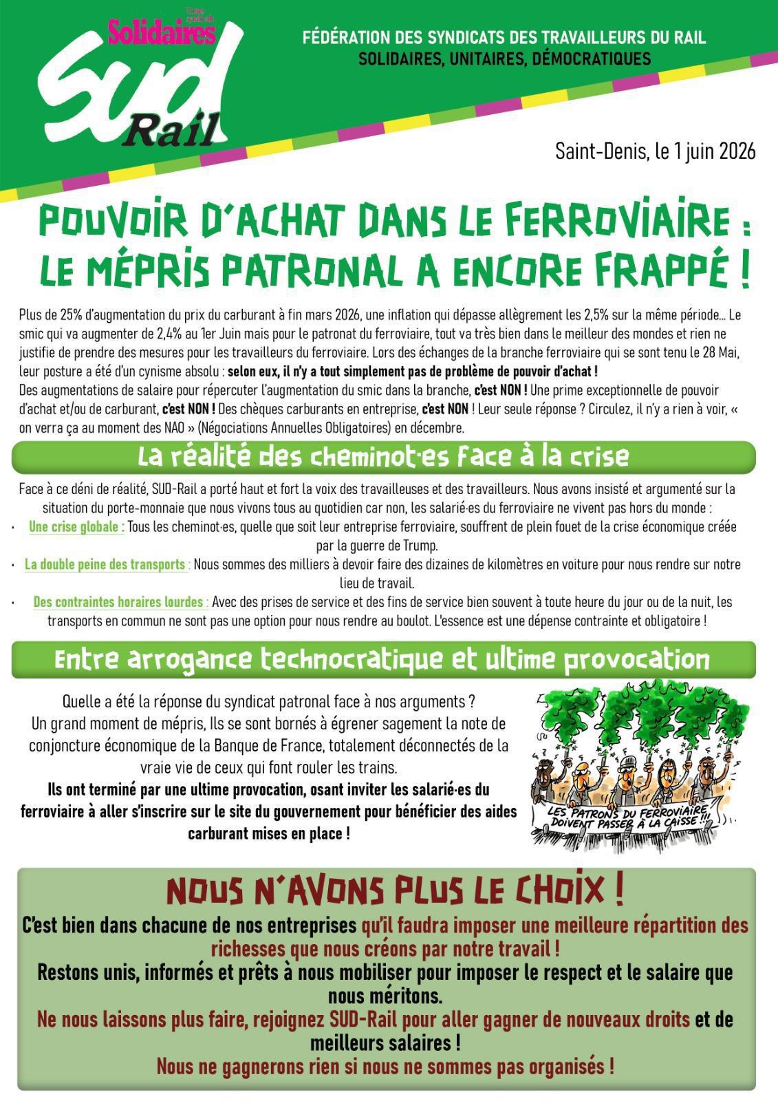 SUD-Rail // Pouvoir d'achat, le mépris patronal a encore frappé !