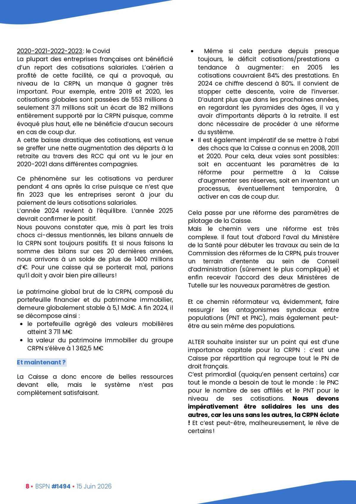 ALTER // Bulletin Syndical du Personnel Naviguant # 1494