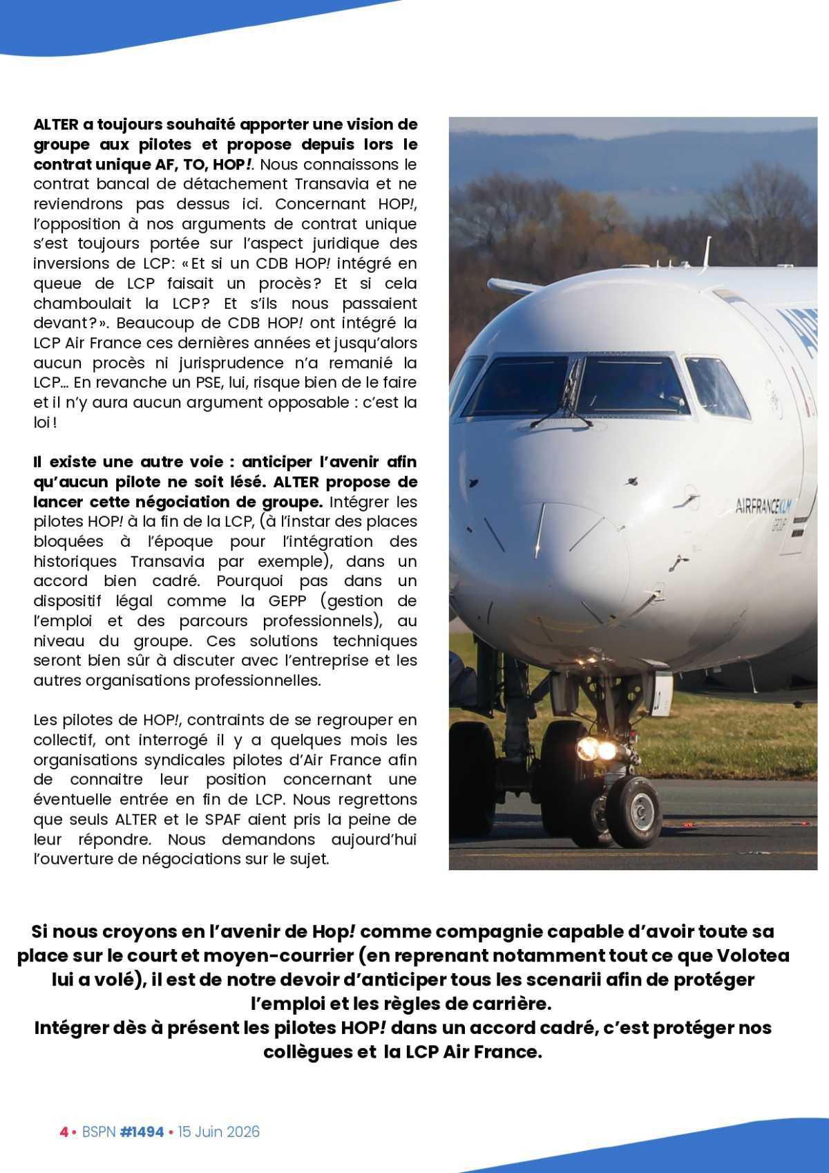 ALTER // Bulletin Syndical du Personnel Naviguant # 1494