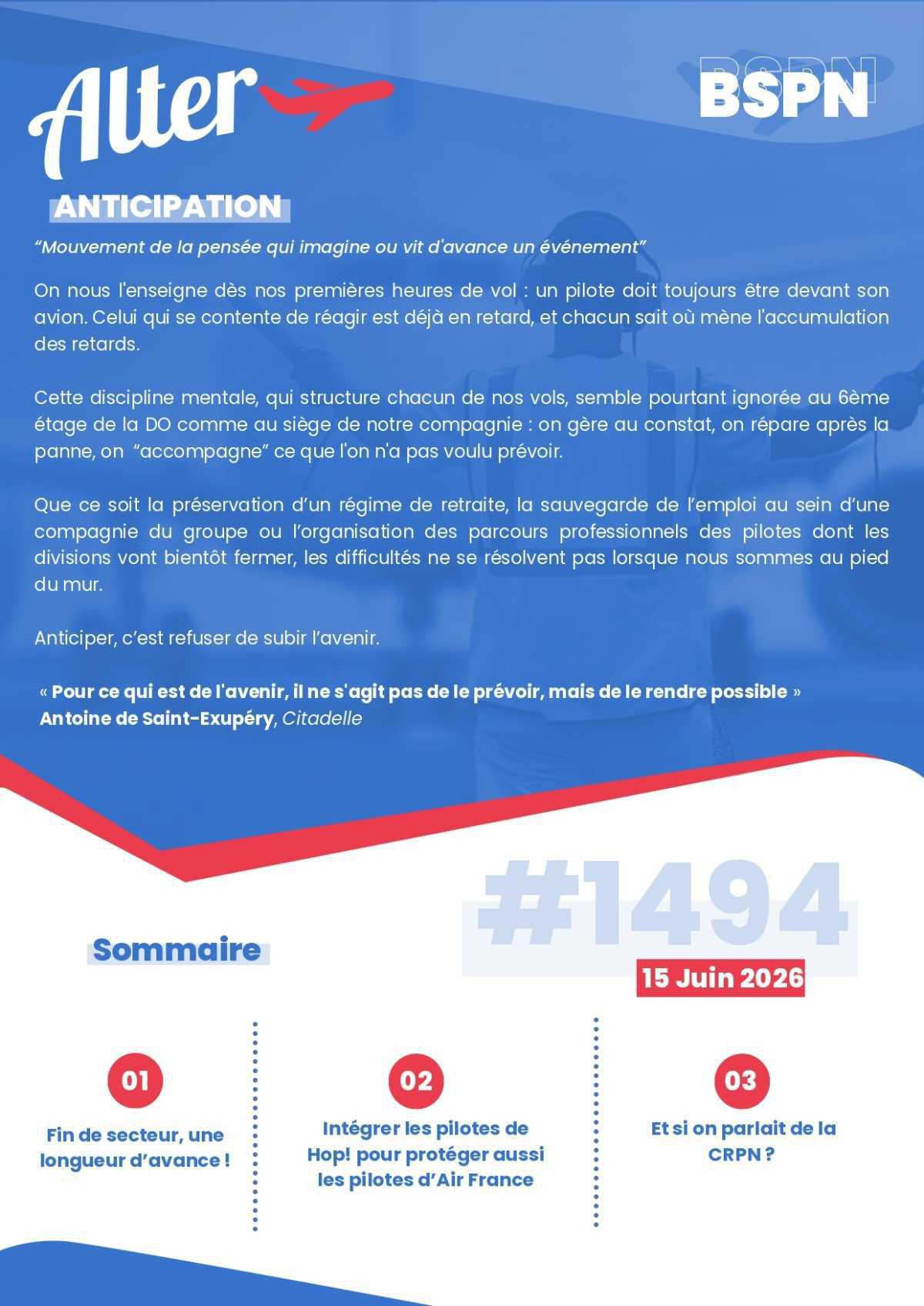 ALTER // Bulletin Syndical du Personnel Naviguant # 1494