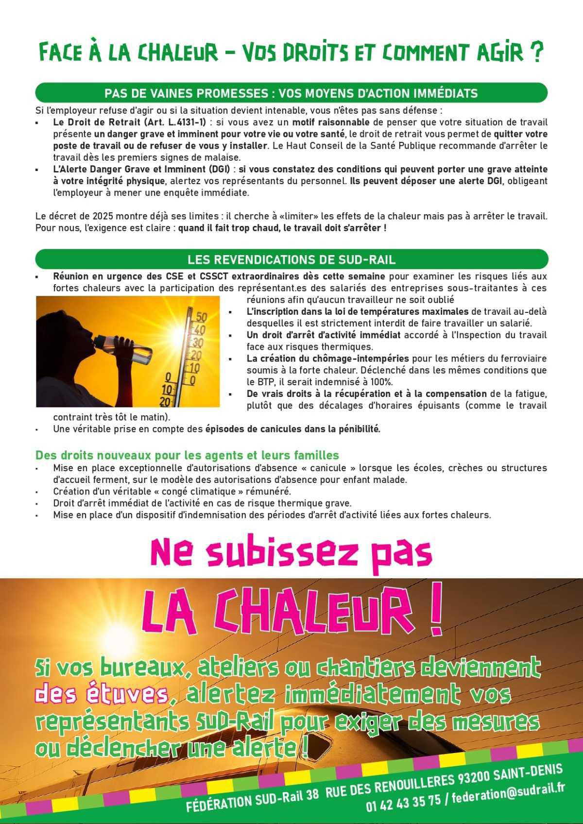 SUD-Rail // Alerte canicule ! Ne subissez pas la chaleur !