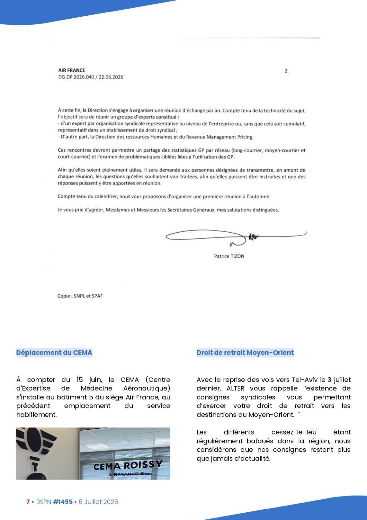 ALTER // Bulletin Syndical du Personnel Naviguant # 1495