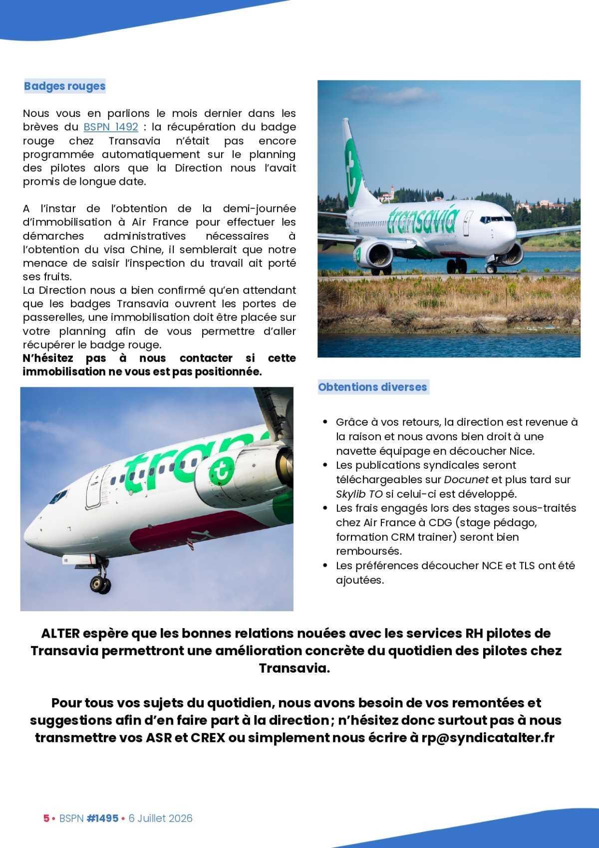 ALTER // Bulletin Syndical du Personnel Naviguant # 1495